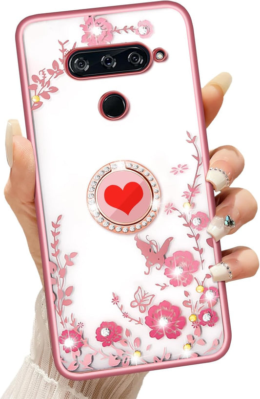 Easyscen Case for LG V40 Thinq, Red Heart Butterfly Cute Girls Phone Case Soft Silicone Clear Case for Girls Women, Thin Slim Lightweight Pro Tective Bumper Cover for LG V40 Thinq - Butterfly  xinchuang   