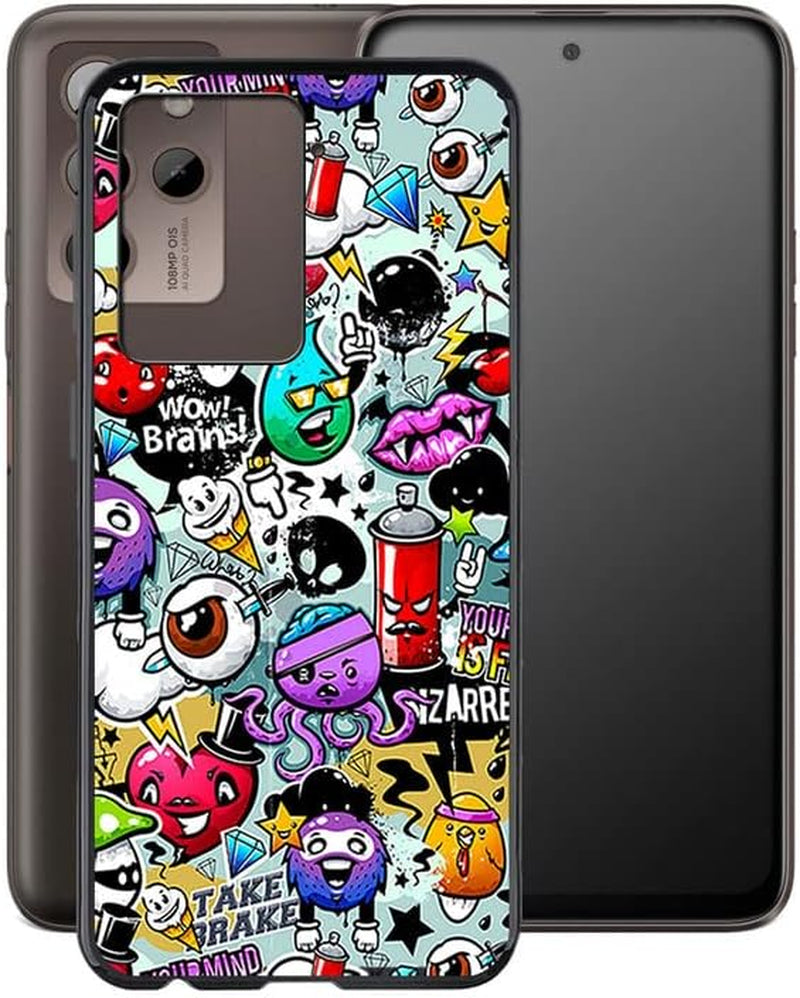 WIMSPEED Case for HTC U23 Pro (6.7"), Black Soft TPU Bumper Phone Case, Slim Shockproof Silicone Military Grade Drop Protective Shell for HTC U23 Pro - Camellia  WIMSPEED Cartoon  