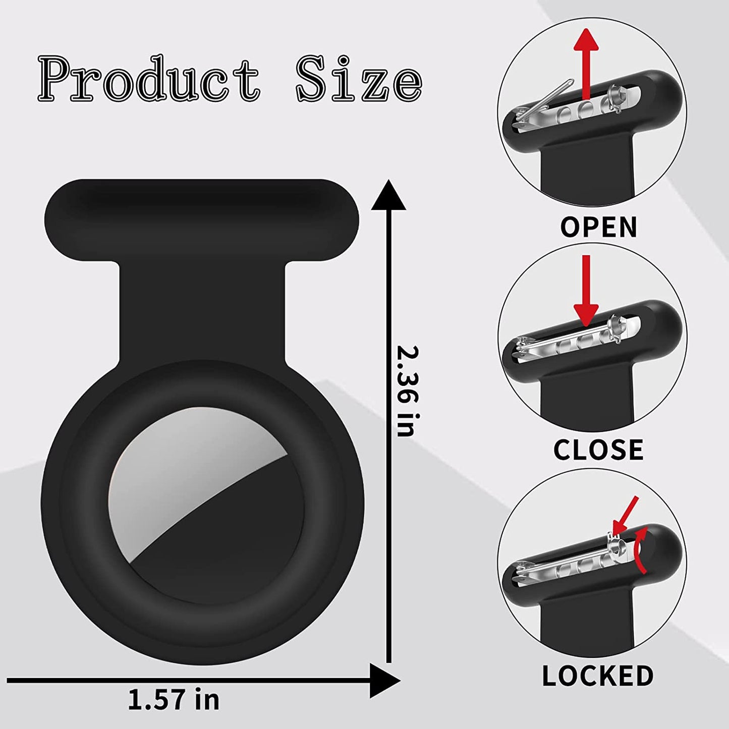 2 Pack Holder Case Compatible for Airtag Tracker, Silicone Hidden GPS Kid Airtag Holder with Invisible Pin, anti Lost Apple Air Tag Case Cover for Toddlers, Elderly, Pet, Clothing(Black and Grey)  Fzemnn   