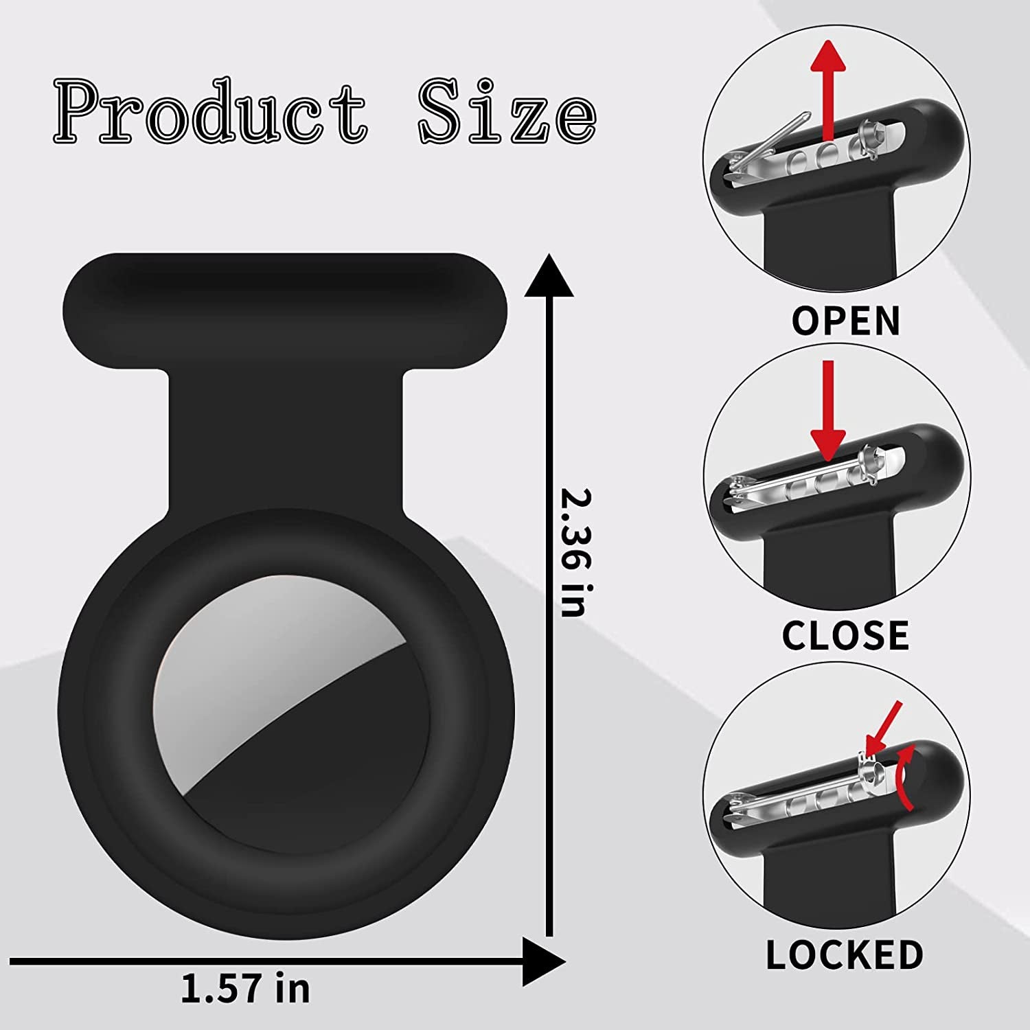 2 Pack Holder Case Compatible for Airtag Tracker, Silicone Hidden GPS Kid Airtag Holder with Invisible Pin, anti Lost Apple Air Tag Case Cover for Toddlers, Elderly, Pet, Clothing(Black and Grey)  Fzemnn   