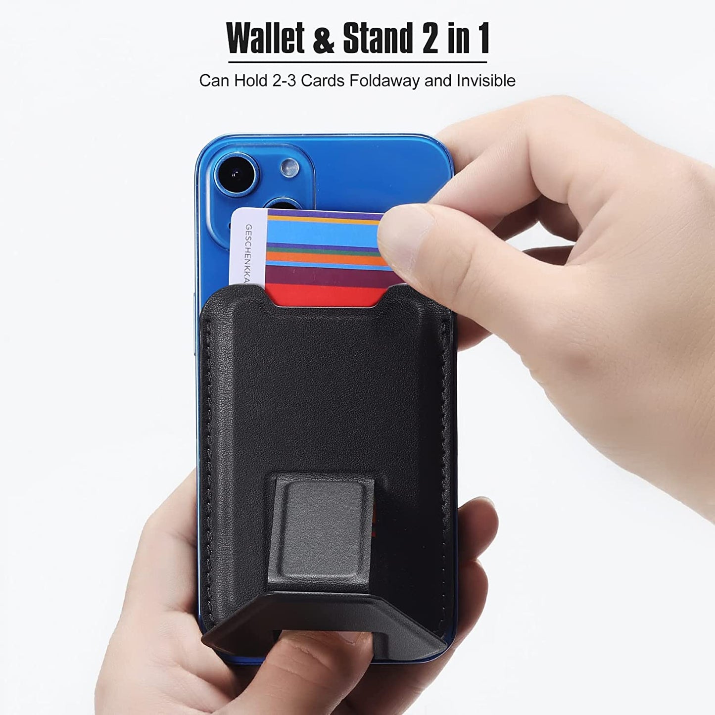 Magnetic Card Wallet Holder for Apple Magsafe, Phone Stand & Card Holder Magnetic Wallet for Apple Iphone 13/12 Magsafe Wallet, Leather Magsafe Wallet for Back of Iphone 13 Iphone 12 Series, Black  TopMade   