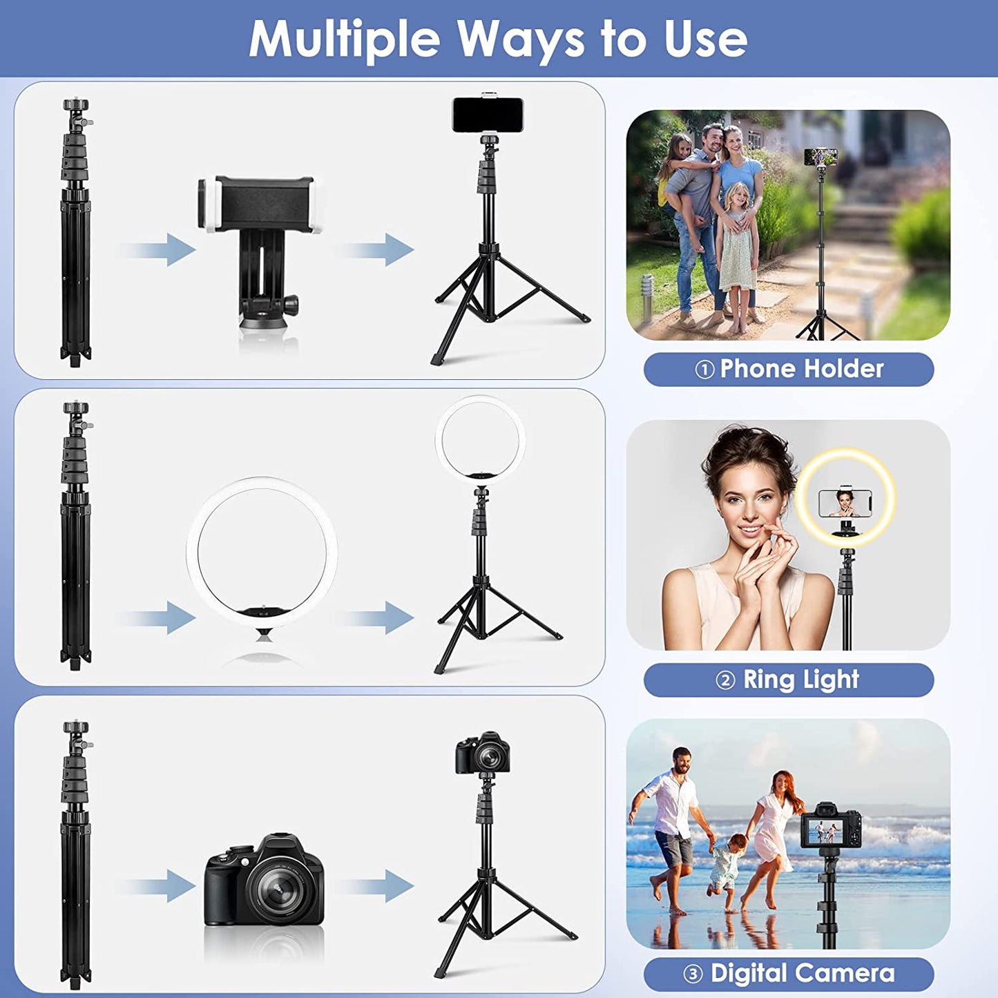 Ubeesize 10''Selfie Ring Light with 62''Tripod Stand, Led Ring Light with Phone Holder and Remote for Video Recording/Zoom Meeting (Youtube/ Tiktok/Twitch), Compatible with Phones, Cameras & Webcams  UBeesize   