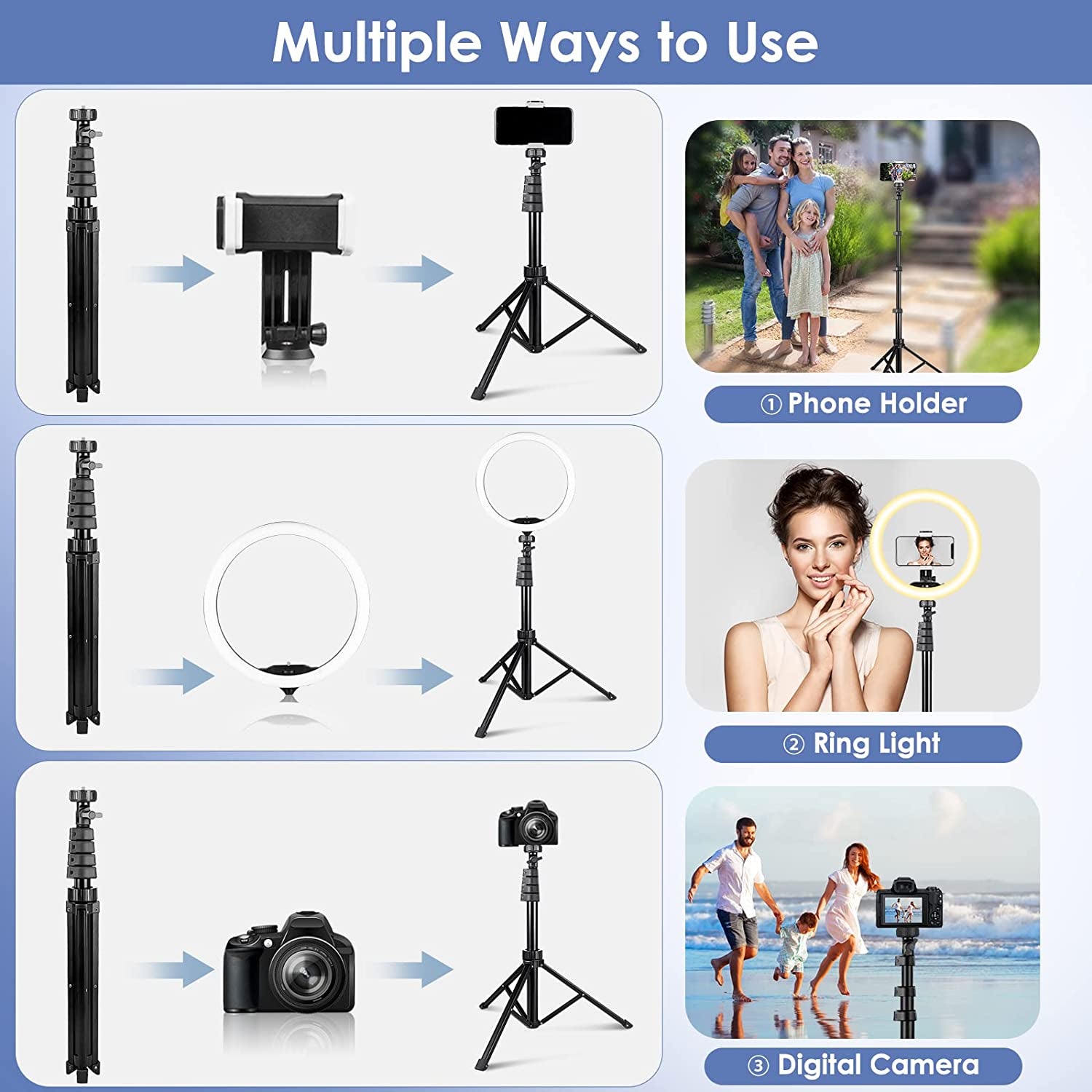 Ubeesize 10''Selfie Ring Light with 62''Tripod Stand, Led Ring Light with Phone Holder and Remote for Video Recording/Zoom Meeting (Youtube/ Tiktok/Twitch), Compatible with Phones, Cameras & Webcams  UBeesize   