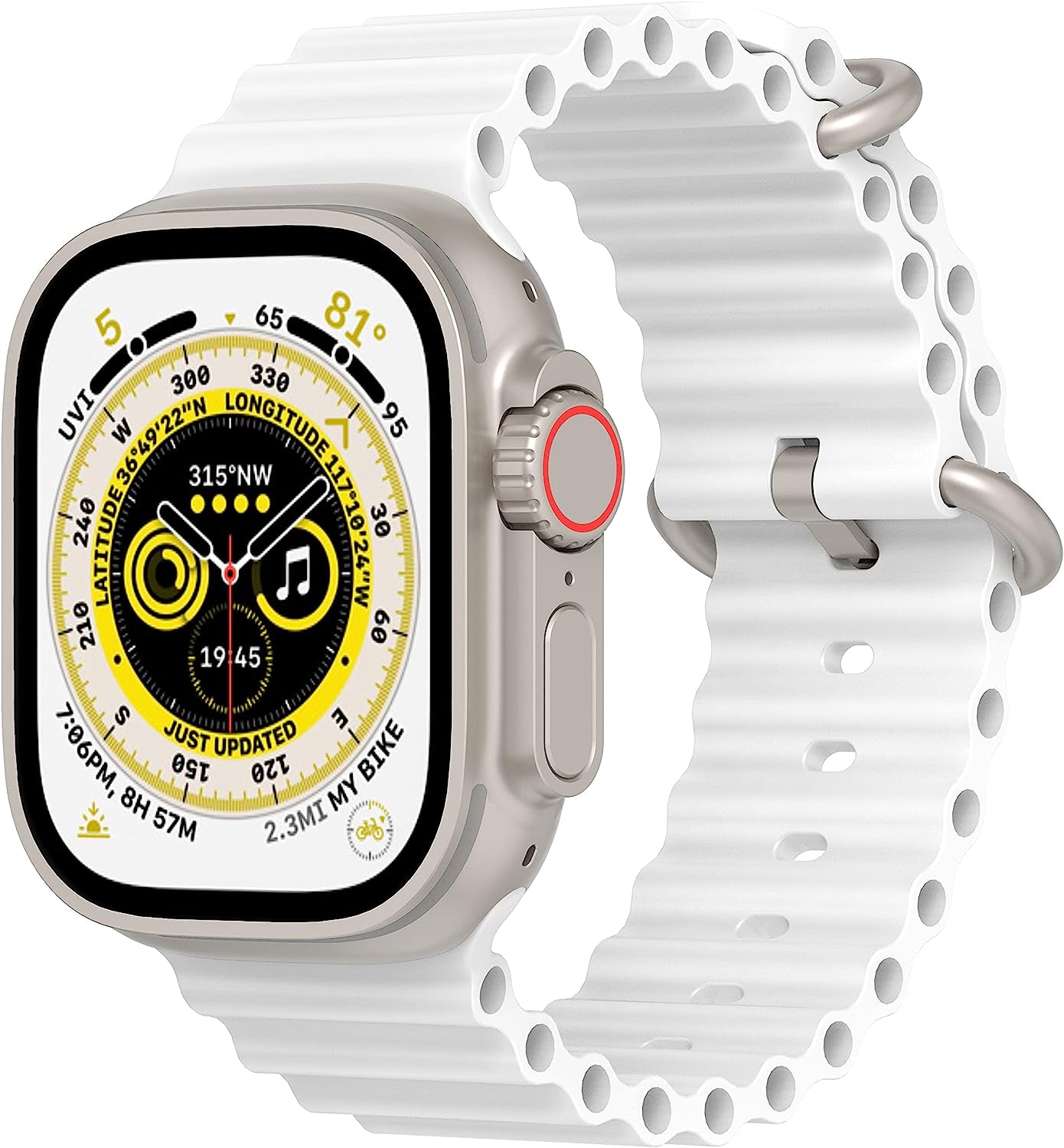 Ocean Bands Compatible with Apple Watch Band 49Mm 45Mm 44Mm 42Mm 41Mm 40Mm 38Mm Men Women, Adjustable Soft Breathable Replacement Sport Strap with Buckle for Iwatch Ultra Series 8 7 6 5 4 3 2 1 SE  HONORICH White 38mm/40mm/41mm 