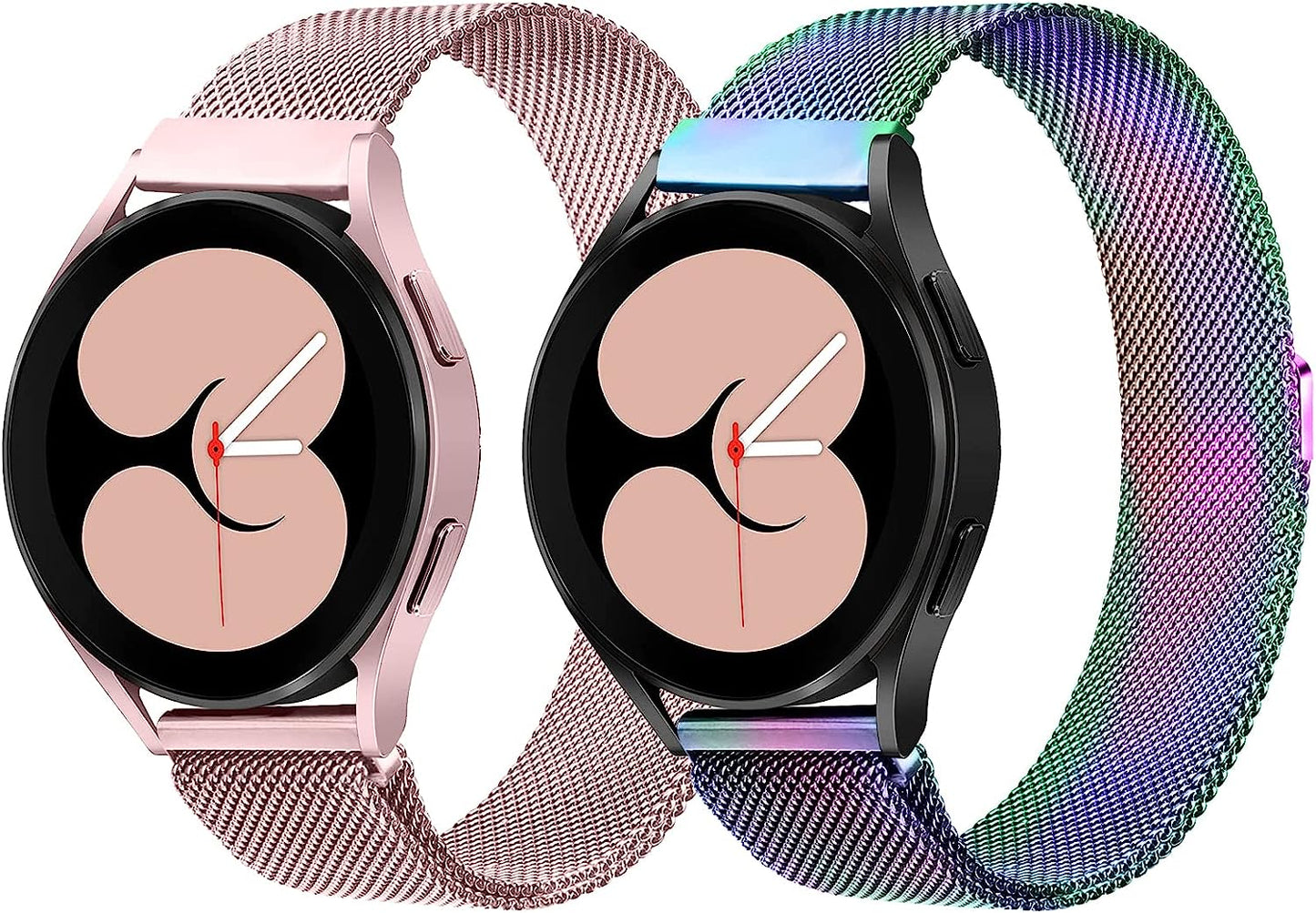 Vomulato Magnetic Bands Compatible with Samsung Galaxy Watch 5/4 40Mm 44Mm,Galaxy Watch 5 Pro 45Mm, Galaxy Watch 4 Classic 42Mm 46Mm, Galaxy Watch 3 41Mm ,Galaxy Active 2/ Active, 20Mm Adjustable Replacement Metal Wristband for Women Men  Vomulato Pink-Colorful Small 