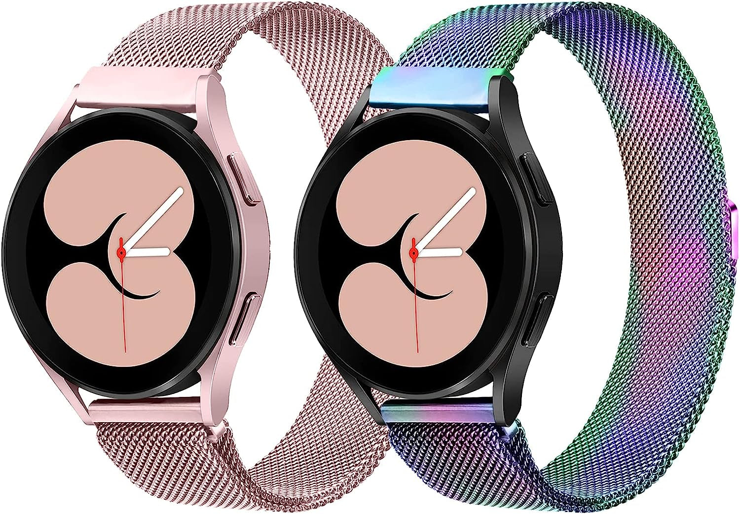 Vomulato Magnetic Bands Compatible with Samsung Galaxy Watch 5/4 40Mm 44Mm,Galaxy Watch 5 Pro 45Mm, Galaxy Watch 4 Classic 42Mm 46Mm, Galaxy Watch 3 41Mm ,Galaxy Active 2/ Active, 20Mm Adjustable Replacement Metal Wristband for Women Men  Vomulato Pink-Colorful Small 