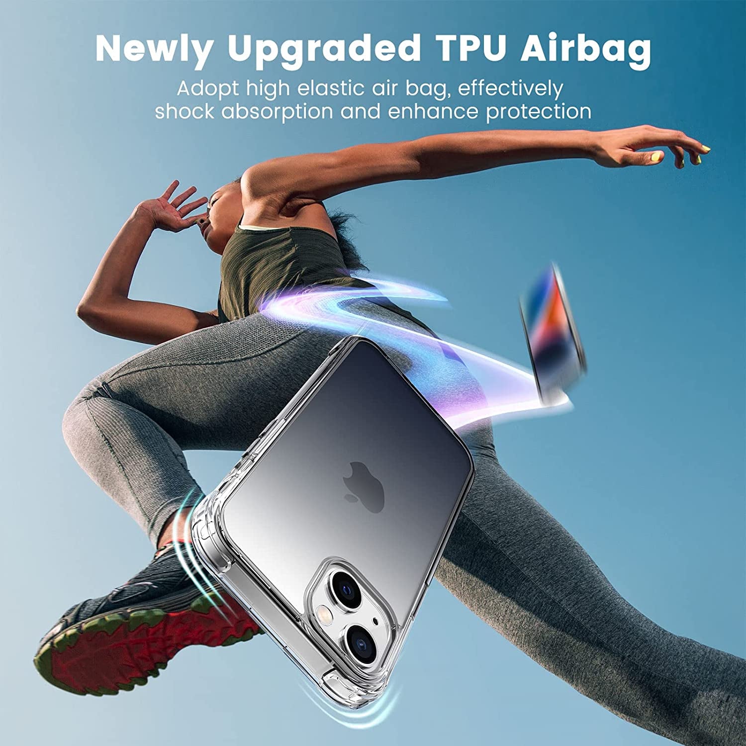 Mkeke Compatible with Iphone 13/14 Case, Not Yellowing Shockproof Phone Case with Protective Bumper Slim Cover Fit for Iphone 13/14, Gradient Clear-Black  Shenzhen Make Technology Company Limited   