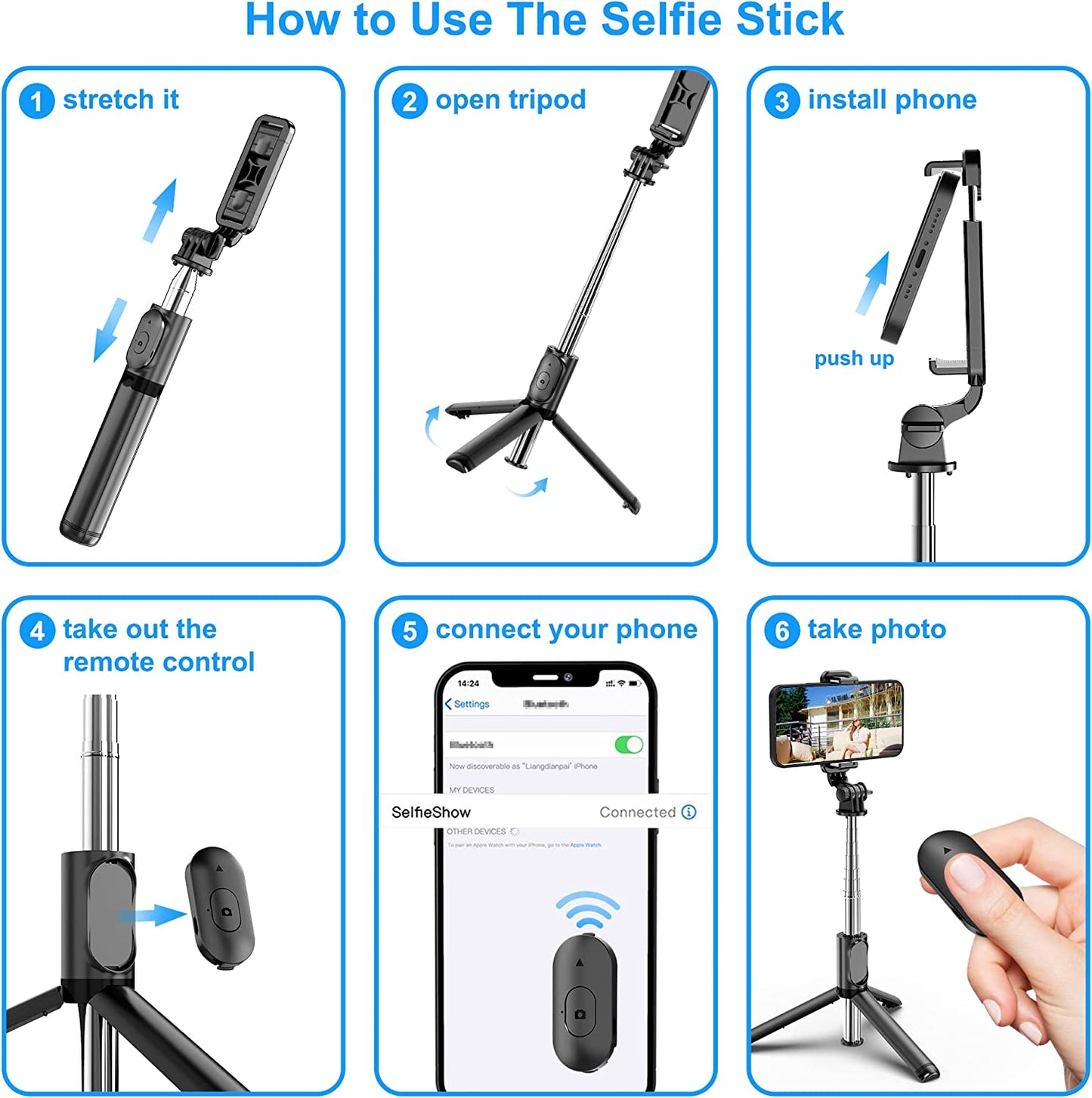 Selfie Stick, Extendable Selfie Stick Tripod with Wireless Remote and Tripod Stand, Portable, Lightweight, Compatible with Iphone 14 13 12 Pro Xs Max Xr X 8Plus 7, Samsung Smartphone and More  LDP   