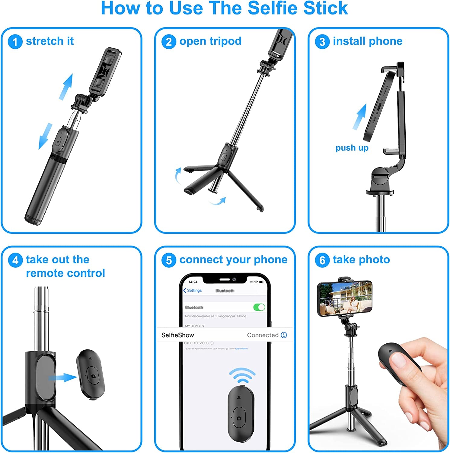 Selfie Stick, Extendable Selfie Stick Tripod with Wireless Remote and Tripod Stand, Portable, Lightweight, Compatible with Iphone 14 13 12 Pro Xs Max Xr X 8Plus 7, Samsung Smartphone and More  LDP   