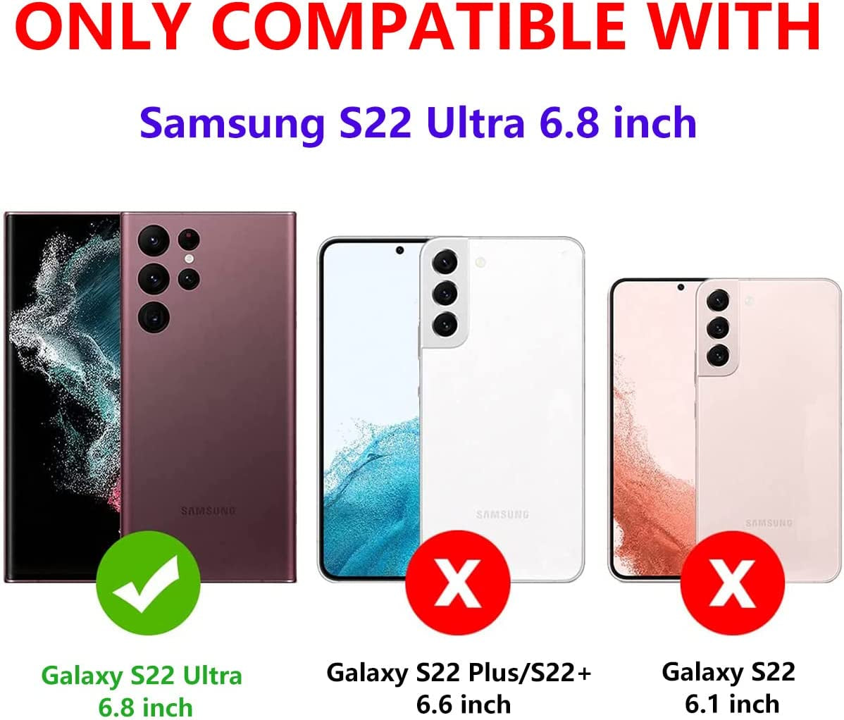 Fucozan for Samsung Galaxy S22 Ultra Case with Kickstand Case 3-Layer Military Grade Protective Case Cover Silicone Heavy Duty Rugged Shockproof for Galaxy S22 Ultra Phone Case (Purple Red+Pink)  Fucozan   