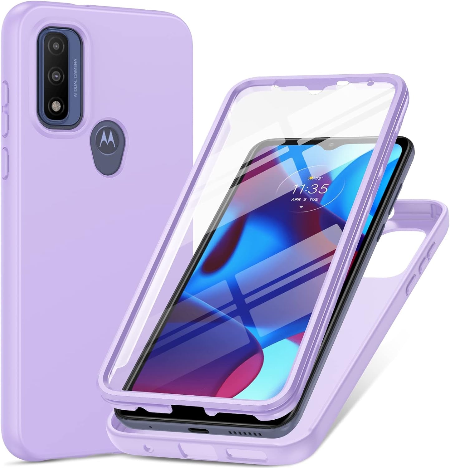 PUJUE for Motorola Moto-G Pure Phone Case: G Play 2023 | G Power 2022 Silicone Matte Case 360 Full Protection - Rugged Bumper Durable Shockproof Drop Protective TPU Cell Phone Cover Woman Men (Black)  PUJUE Light Purple  