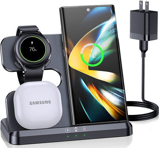 𝟮𝟬𝟮𝟯 𝗡𝗲𝘄 ZUBARR Wireless Charging Station for Samsung and Android Multiple Devices 3 in 1 Fast Charger Dock Stand for Phone Galaxy Z Flip 4/3 Z Fold S23 S22 S20 Ultra, Galaxy Watch 5/4/3, Buds  Guanyu(Dongguan) Intelligent Technology Co.,Ltd   