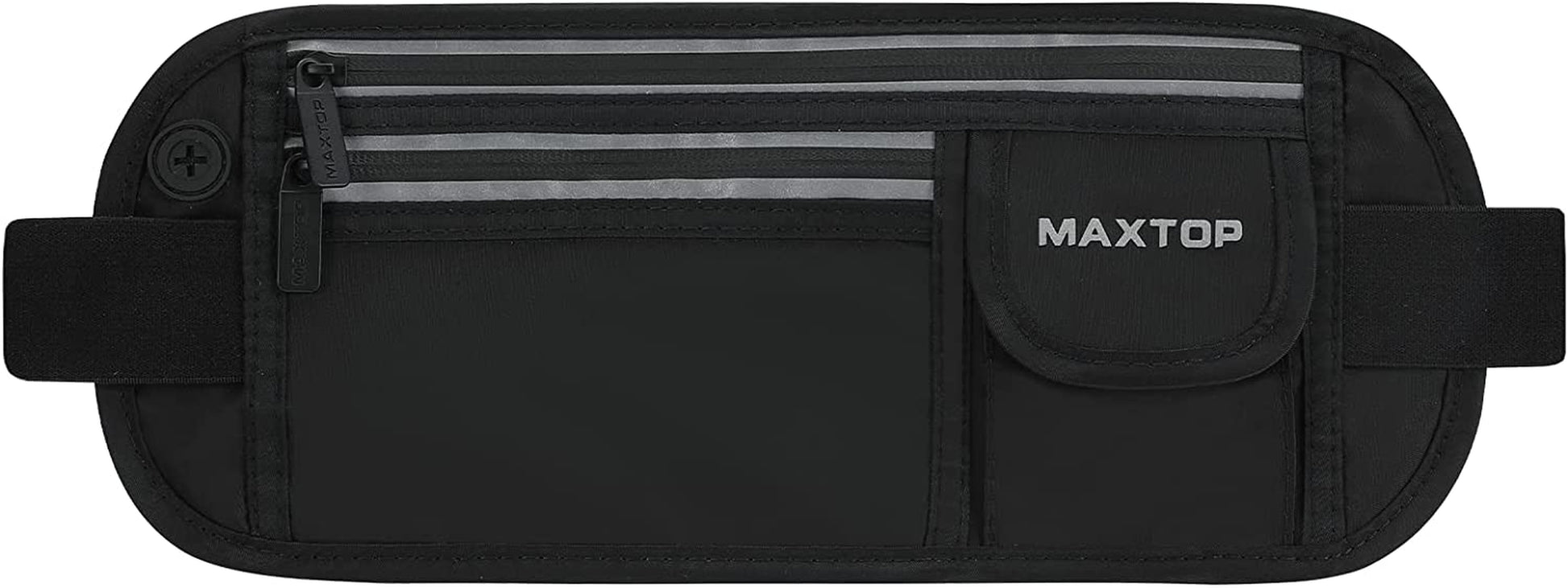 【2 Packs Family Share Bundle】Fanny Packs for Women Men Running Belt Waist Pack Bag for Workout Gym Exercise Walking Hiking Belt Bag Waist Pouch Fits Iphone Cell Phone Holder for Travel Money Belt  MAXTOP Black-Large Running Travel Belt 