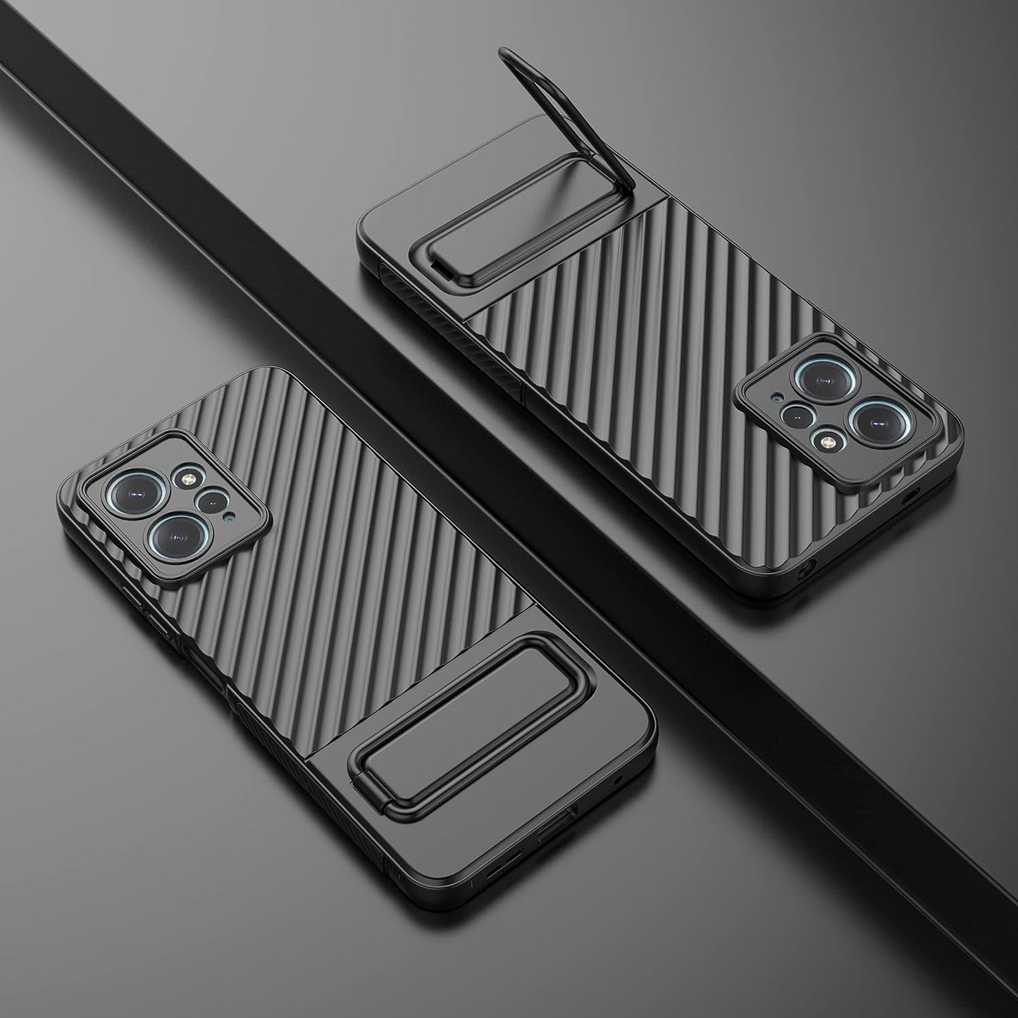 Zzjoooj for Xiaomi Redmi Note 12 4G Case with Kickstand, Shockproof Rugged TPU Cover, Shock-Absorption anti Impact Scratch Resistant Phone Cover, with Soft Microfiber Lining, Black  zZjoOoj   