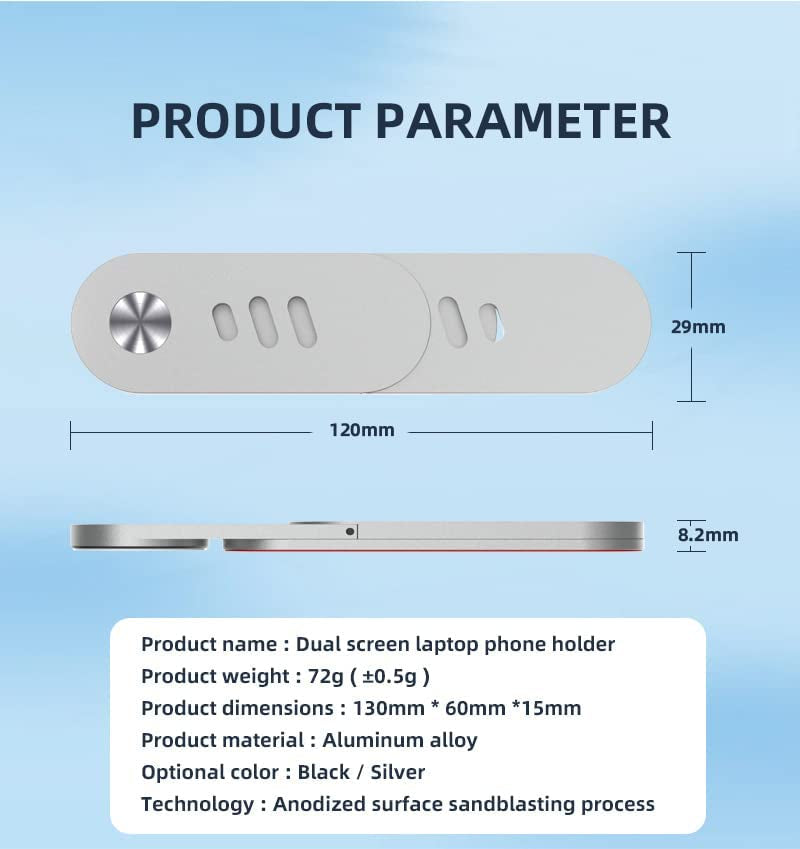 MZMSUTU Laptop Phone Mount Phone Holder Adjustable Laptop Side Clip Magnetic Phone Mount Foldable Laptop or Desktop Monitor Side Mount Phone Expansion Stand for All Phones Computer Laptop Bracket  MZMSUTU   