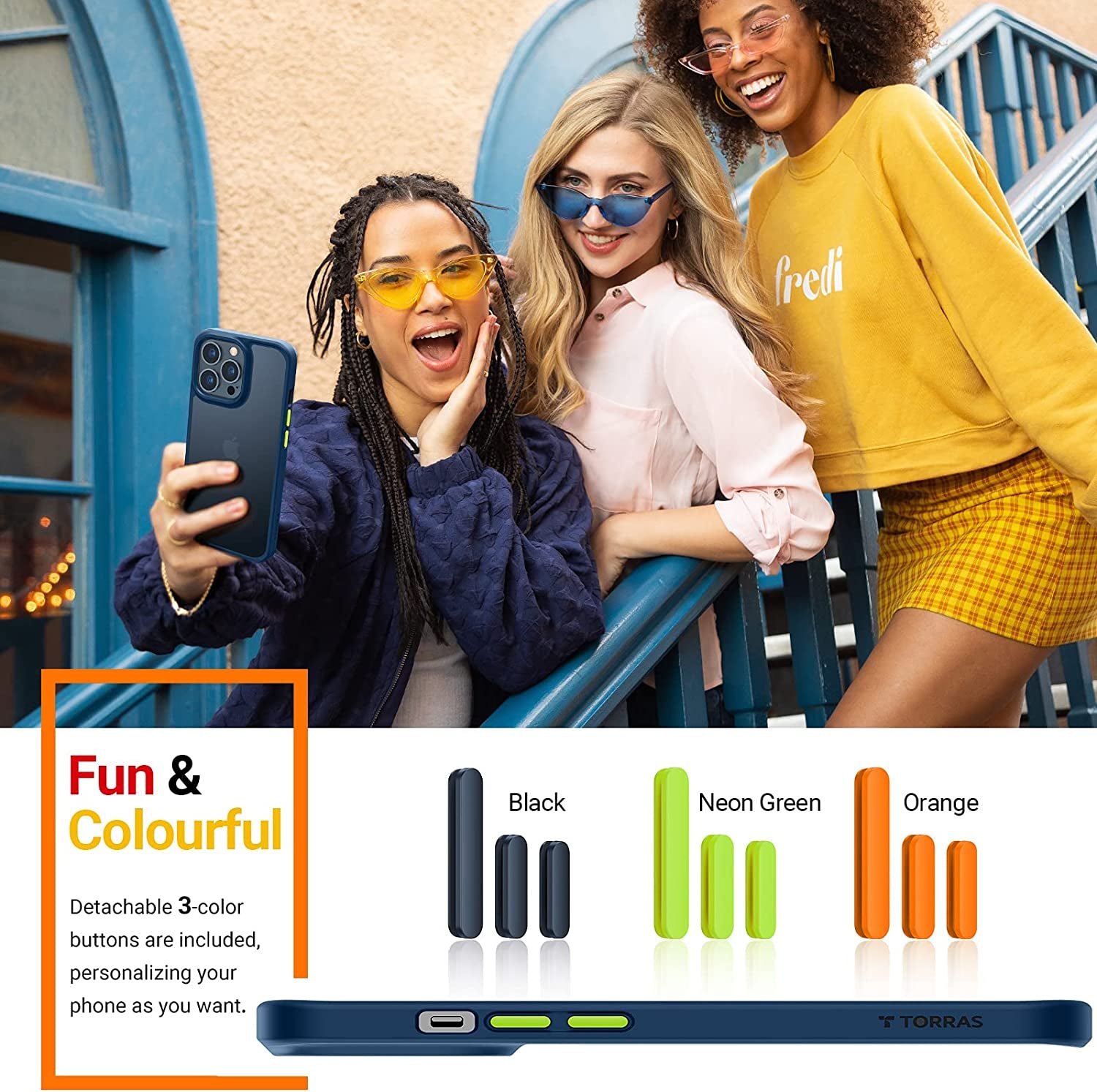 TORRAS Shockproof Designed for Iphone 14 Pro Case, [Military-Grade Drop Tested] Translucent Matte Hard Back with Silicone Slim Protective Anti-Fingerprint Anti-Scratch Phone Case Guardian 2022, Blue  TORRAS   