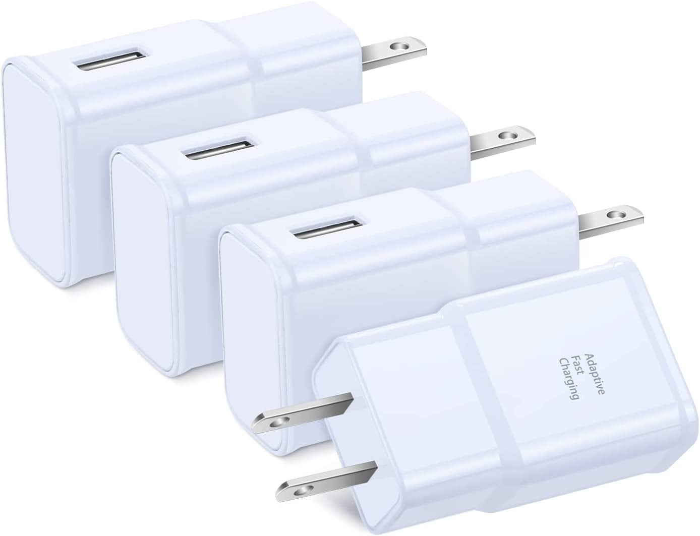 Adaptive Fast Charging USB Wall Charger, Qihop 4-Pack Fast Charging Block Travel USB Charger Adapter Compatible Samsung Galaxy S21 S20 S10 S9 S8 S7 Edge Plus, Note 8 9 10+, A13 A32 A52 A53 Iphone  Shenzhen Hao Nuo Tian Electronics Co.Ltd White White  