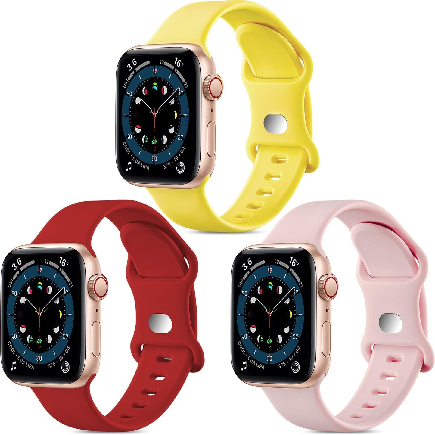 3 Pack Compatible with Apple Watch Band 38Mm 40Mm 41Mm 42Mm 44Mm 45Mm for Women Man,Soft Silicone Sport Replacement Bands for Iwatch Series 7 6 5 4 3 2 1 SE  Perperqer   