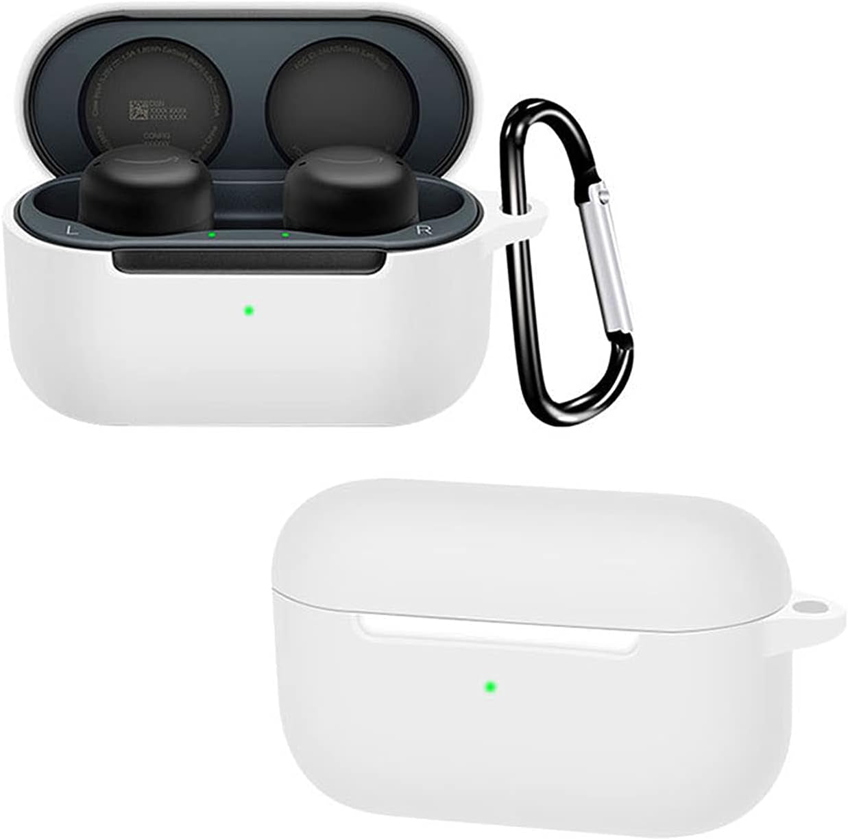 Antetek Compatible for Echo Buds 2 Wireless Earbuds Case with Keychain,Silicone Protective Cover Accessories Compatible with Echo Buds 2 Generation (Dark Green)  Antetek White  