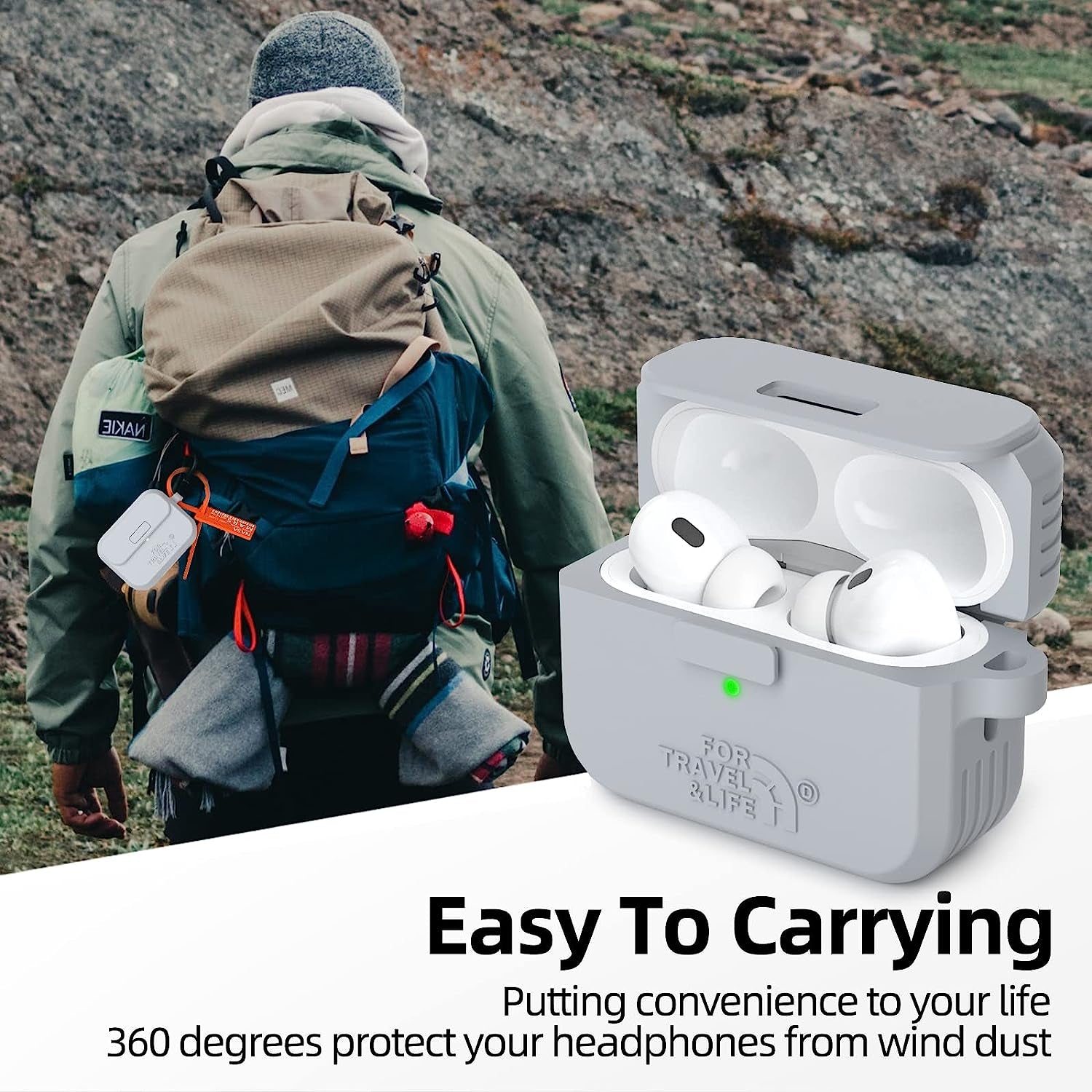 Airpods Pro 2Nd/1St Generation Case Cover,Secure Lock Full Protective Silicone Skin Accessories for Women Men with Apple Airpods Pro 2022/2019 Charging Case,Design by Doboli,Gray  Doboli   