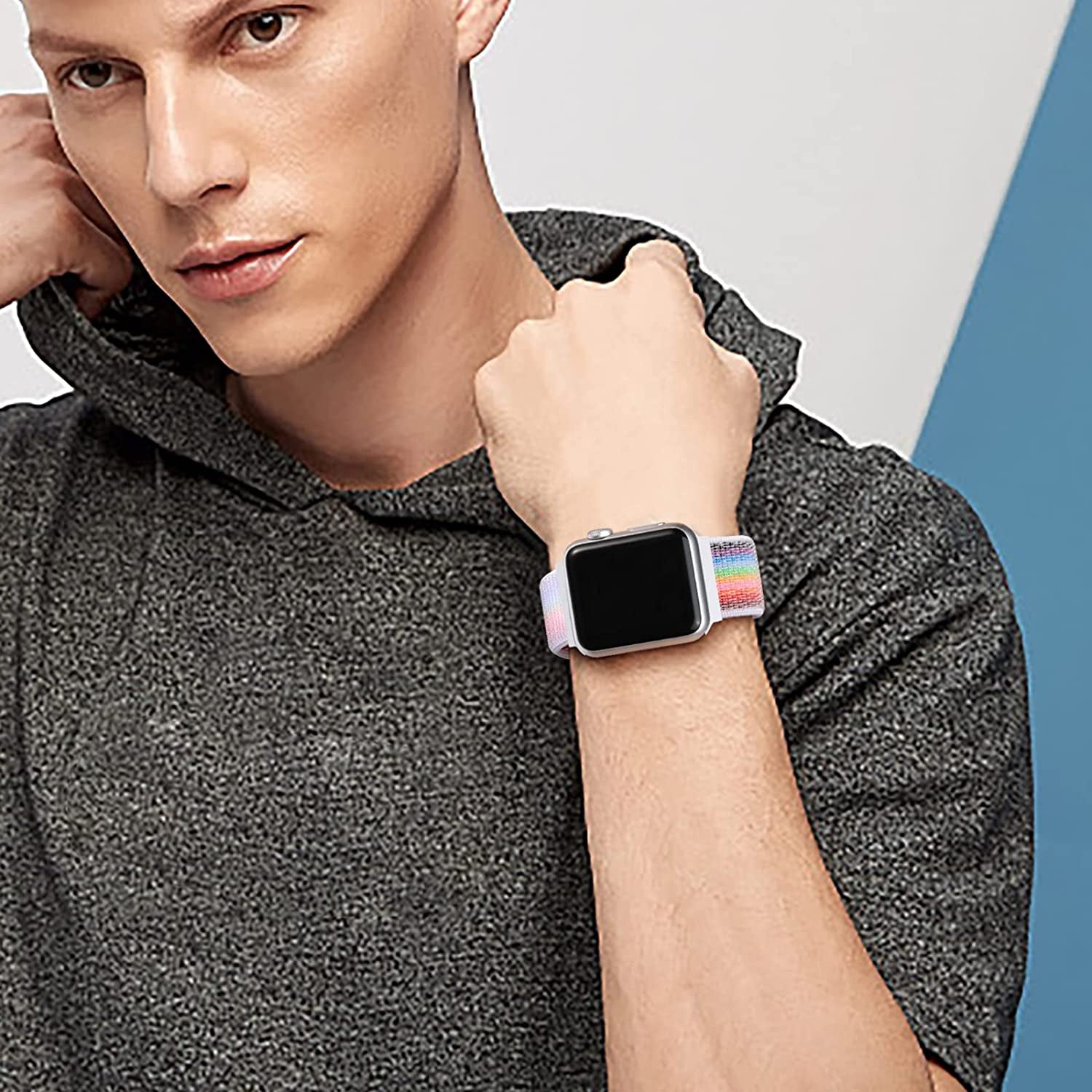 WJK 6 Pack Stretchy Nylon Solo Loop Bands Compatible with Apple Watch 38Mm 40Mm 41Mm 42Mm 44Mm 45Mm 49Mm Women Men, Adjustable Braided Sport Elastic Wristband for Iwatch Ultra SE Series 8 7 6 5 4 3 2 1  WJK   