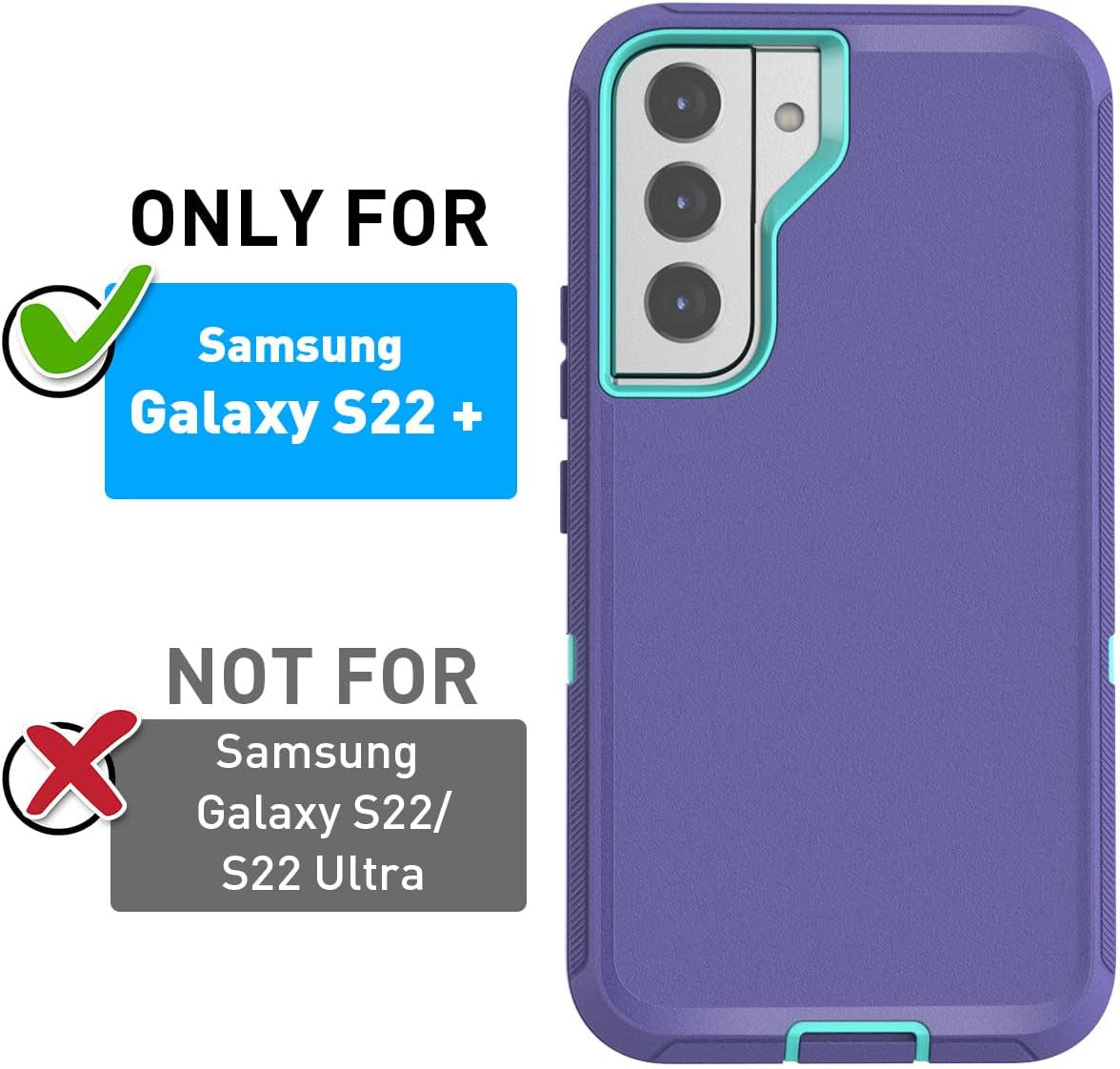 Aicase for Galaxy S22 plus Case with Screen Protector, Heavy Duty Drop Protection Full Body Rugged Shockproof/Dust Proof Military Protective Tough Durable Phone Cover for Samsung Galaxy S22 plus 6.6“  AICase   