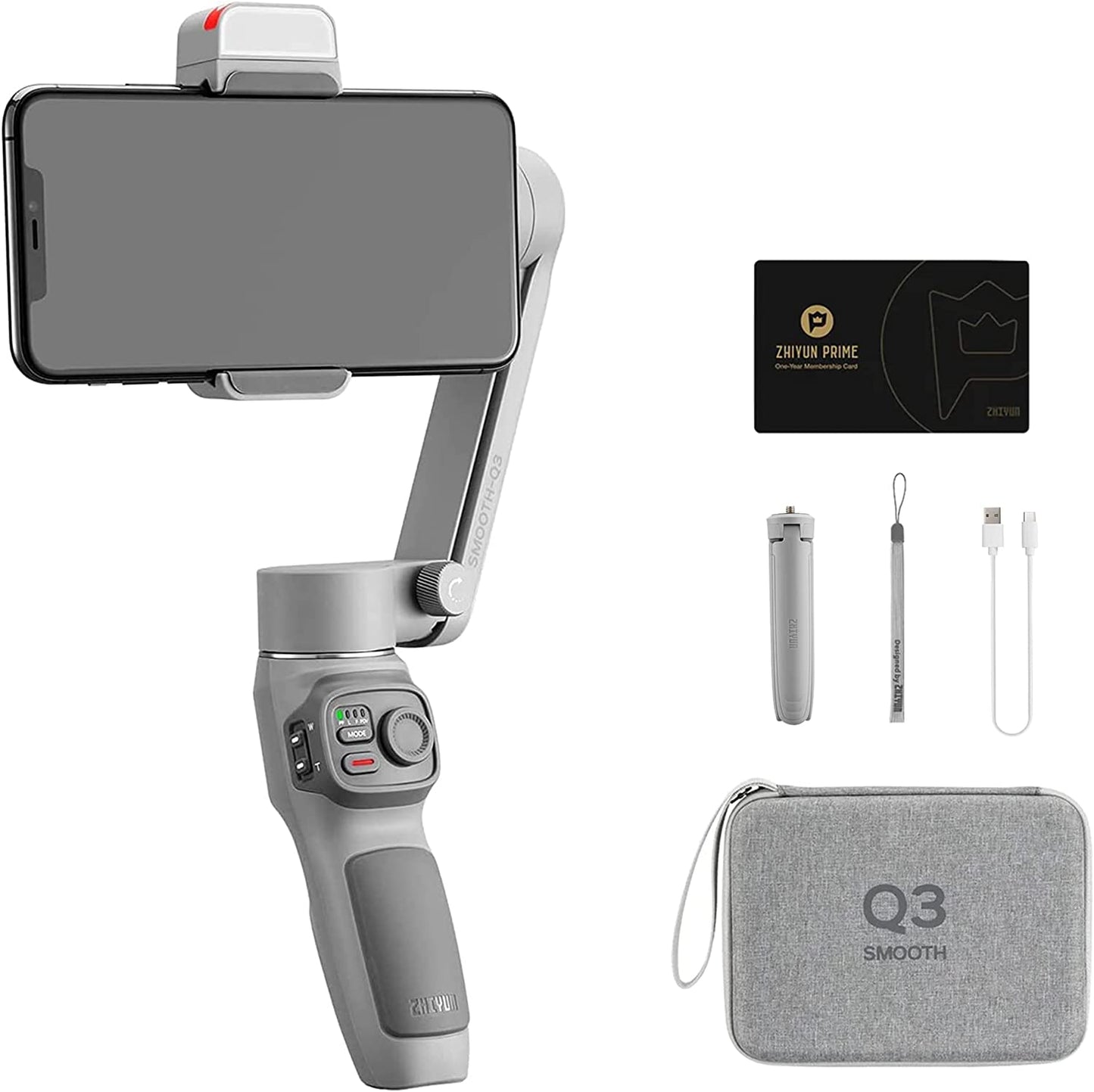 Zhi Yun Smooth Q3 Combo 3-Axis Handheld Gimbal Stabilizer with Carry Bag for Smartphone Foldable Phone Gimbal Light Auto Inception Dolly-Zoom Time-Lapse Compatible with Iphone 14 13 Pro Max Android  ZHIYUN   