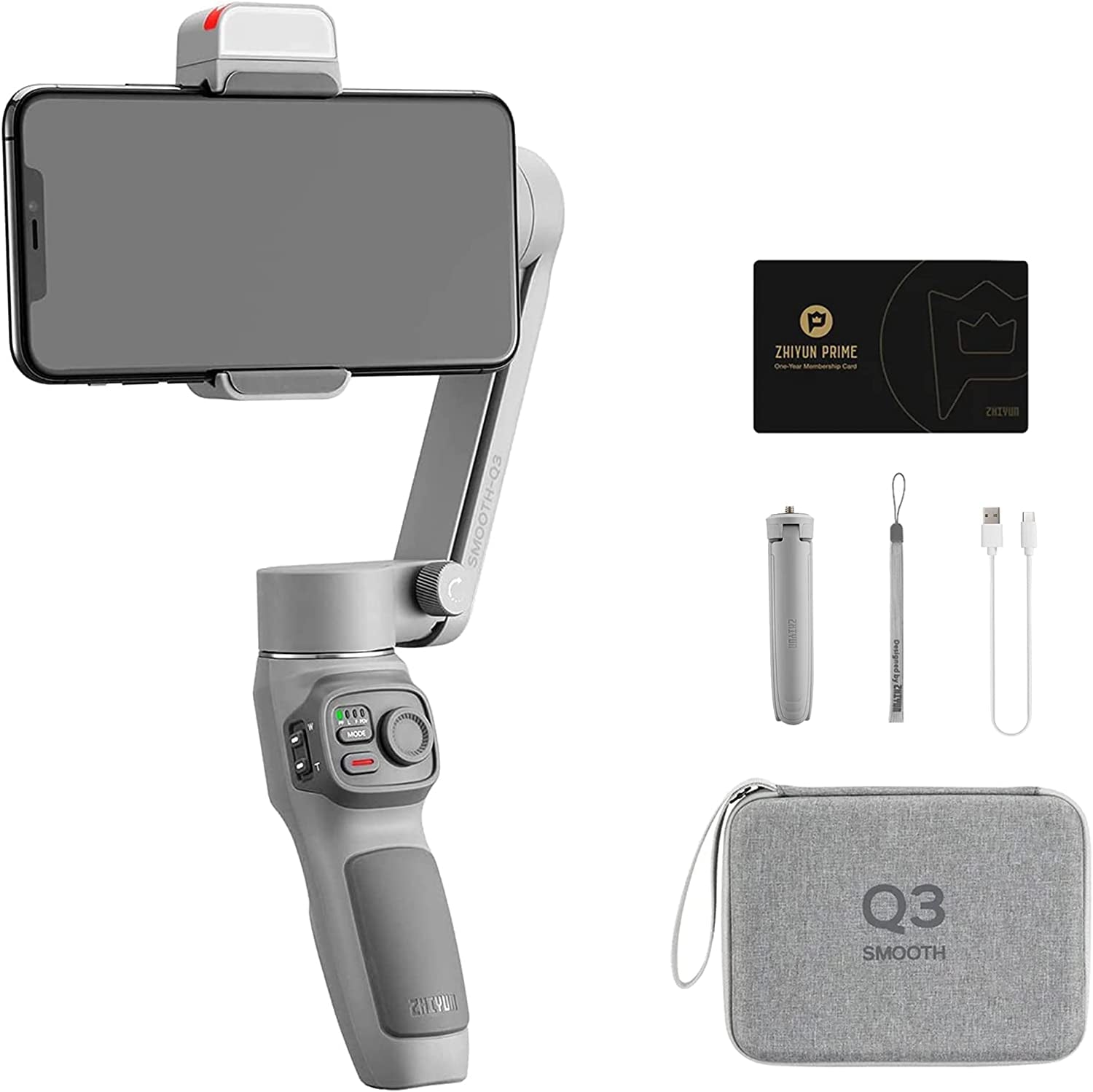 Zhi Yun Smooth Q3 Combo 3-Axis Handheld Gimbal Stabilizer with Carry Bag for Smartphone Foldable Phone Gimbal Light Auto Inception Dolly-Zoom Time-Lapse Compatible with Iphone 14 13 Pro Max Android  ZHIYUN   