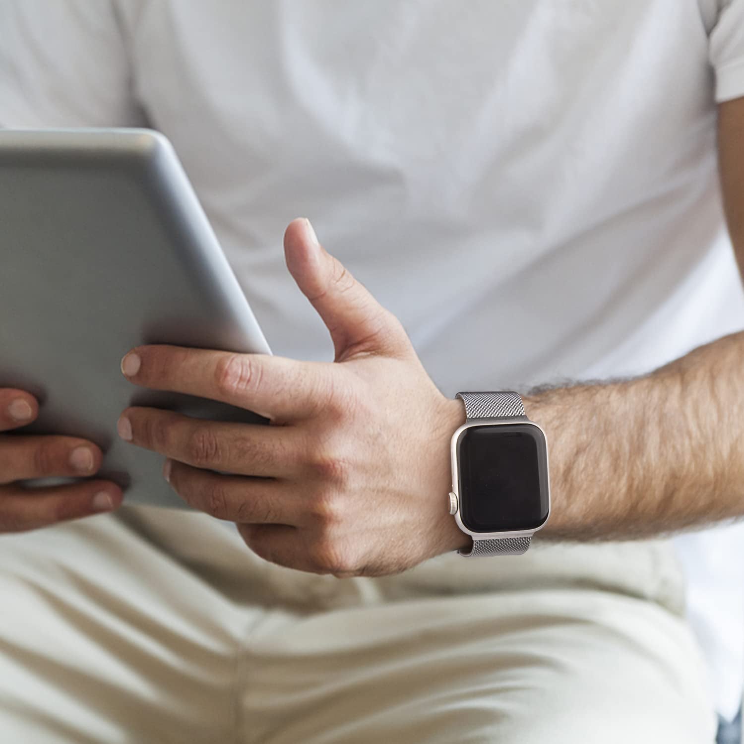 [2 PACK] Metal Stainless Steel Bands Compatible with Apple Watch Bands Series 8 7 6 5 4 3 2 1 SE 41Mm 40Mm 38Mm 42Mm 44Mm 45Mm, Mesh Loop Magnetic Milanese Strap for Iwatch Bands Women Men  Amzpas   