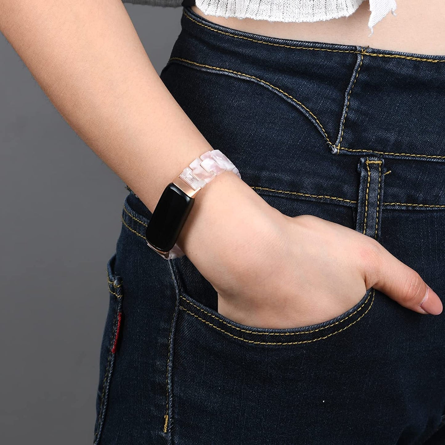 Wongeto Compatible with Fitbit Luxe/Luxe SE Bands for Women Girls, Resin Wristband Strap with Stainless Steel Buckle Replacement Bands for Fitbit Luxe Accssorises  Wongeto   