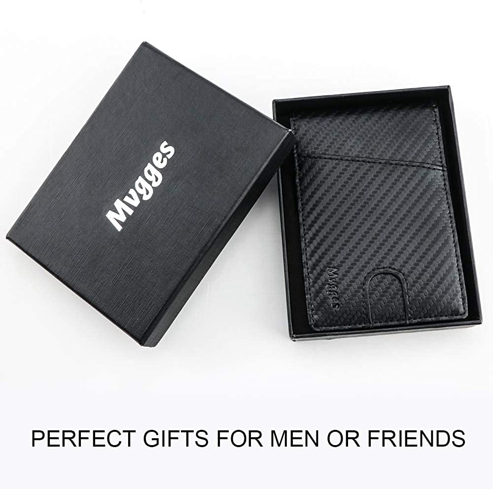 Mvgges Money Clip Wallet for Men Slim Front Pocket RFID Blocking Card Holder Minimalist Bifold Wallet (Carbon Fiber)  Mvgges   
