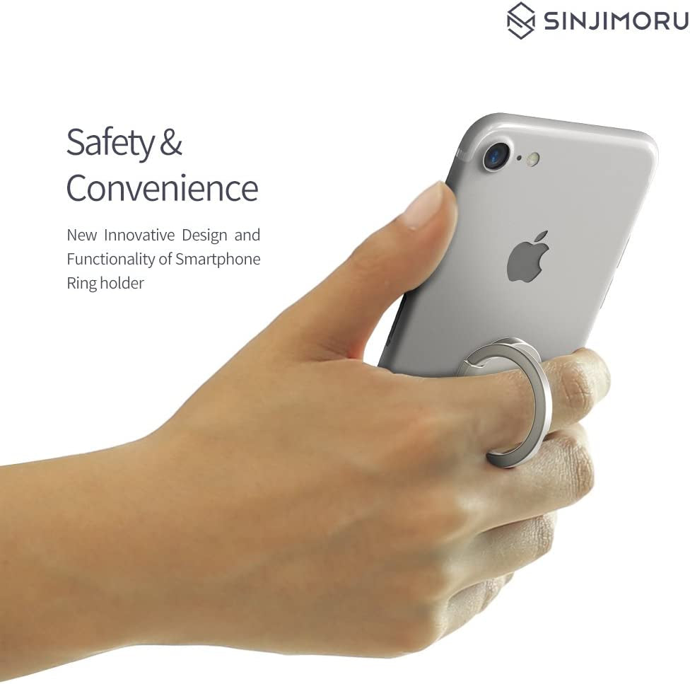 Sinjimoru Phone Ring Holder & Finger Ring Stand 360° Rotation, Phone Grip Kickstand for Iphone Attachable to Magnetic Car Mount Finger Loop for Cell Phone. Ringo Mini Metallic Black  Sinjimoru Co.Ltd   