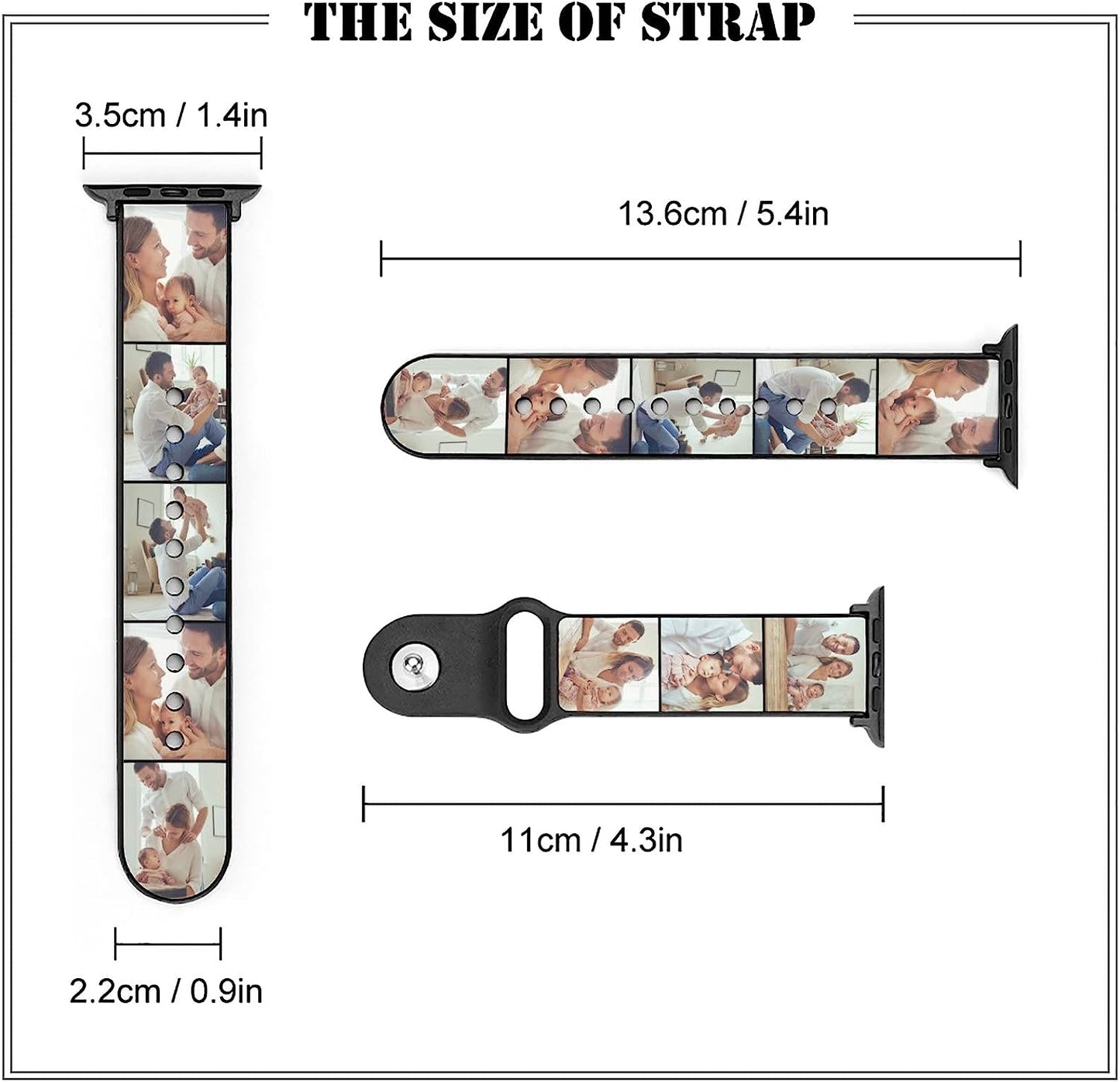 Custom Photo Band for Apple Watch 38Mm 40Mm 41Mm 42Mm 44Mm 45Mm 49Mm Women Men,Personalized Replacement Wrist Strap for Iwatch Series SE/8/7/6/5/4/3/2/1  Silmonkeyuls   