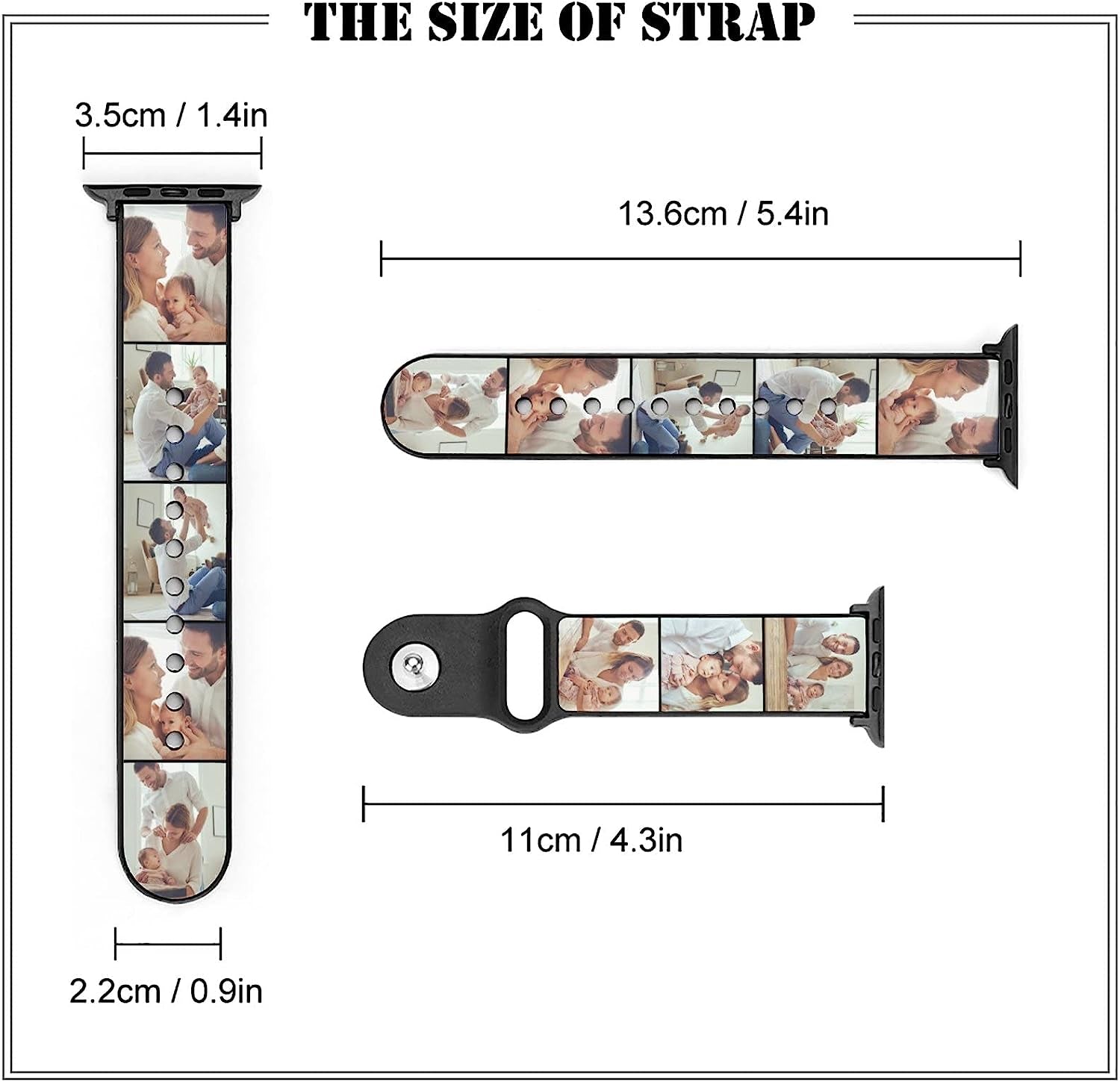 Custom Photo Band for Apple Watch 38Mm 40Mm 41Mm 42Mm 44Mm 45Mm 49Mm Women Men,Personalized Replacement Wrist Strap for Iwatch Series SE/8/7/6/5/4/3/2/1  Silmonkeyuls   