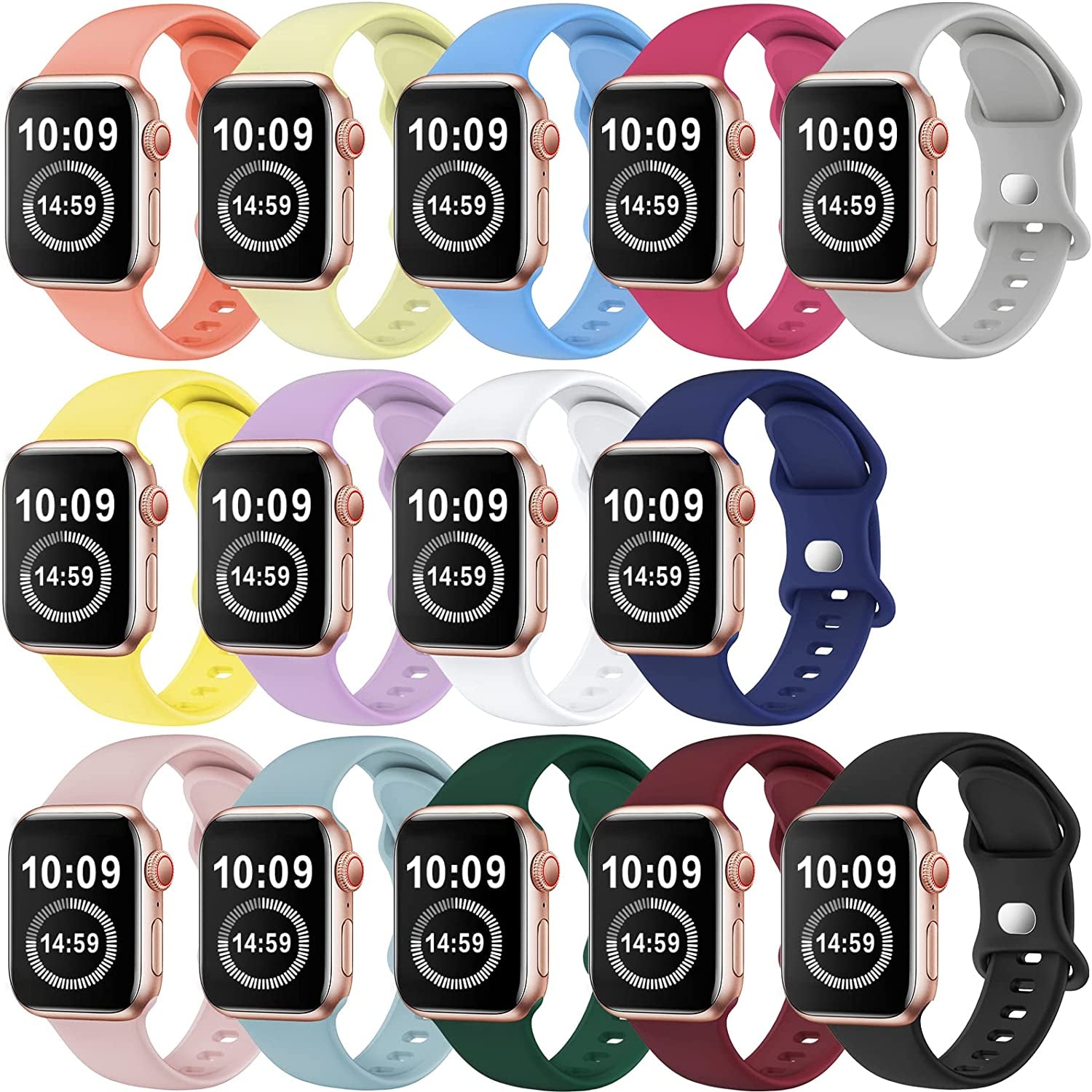 SWHAS Watch Bands Compatible with Apple Watch Bands 40Mm 38Mm Women Men, Soft Silicone Wristbands Replacement Strap Compatible with Iwatch Series 7 6 5 4 3 2 1 SE  SWHAS   