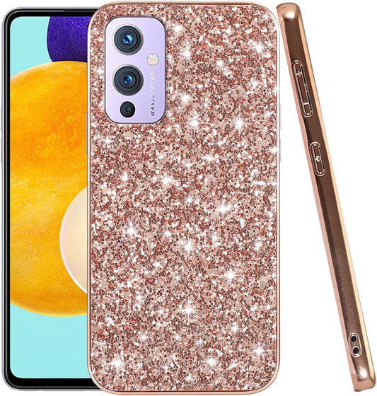 Compatible with Oneplus 9 Case Glitter Shockproof,Oneplus 9 Phone Case Bling Sparkly Soft TPU and PC Silicone Shiny Girl Women Thin Protective Cover (Rose Gold)  Wousunly   
