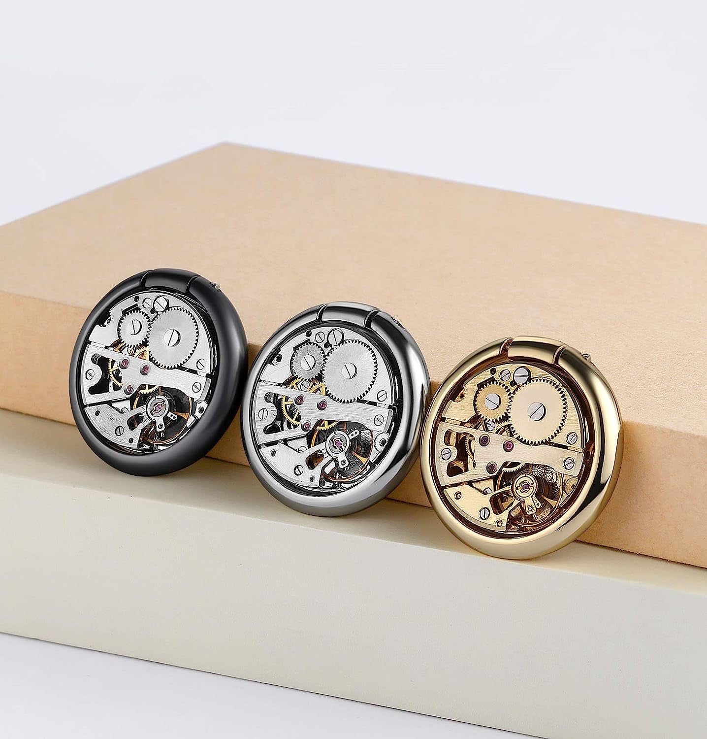 Mechanical Phone Ring Holder,Phone Holder Grip Ring Stand，Adjustable Kickstand，Finger Ring Stand 360°Rotation Metal Phone Ring Grip Kickstand Compatible with All Smartphone (Gold)  F&M Four Monsters   