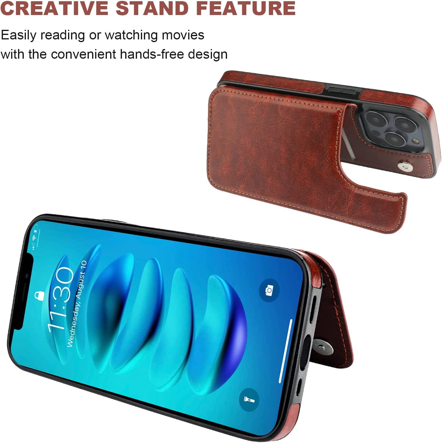 Onetop Compatible with Iphone 14 Pro Wallet Case with Card Holder, PU Leather Kickstand Card Slots Case, Double Magnetic Clasp and Durable Shockproof Cover 6.1 Inch (Brown)  Onetop   