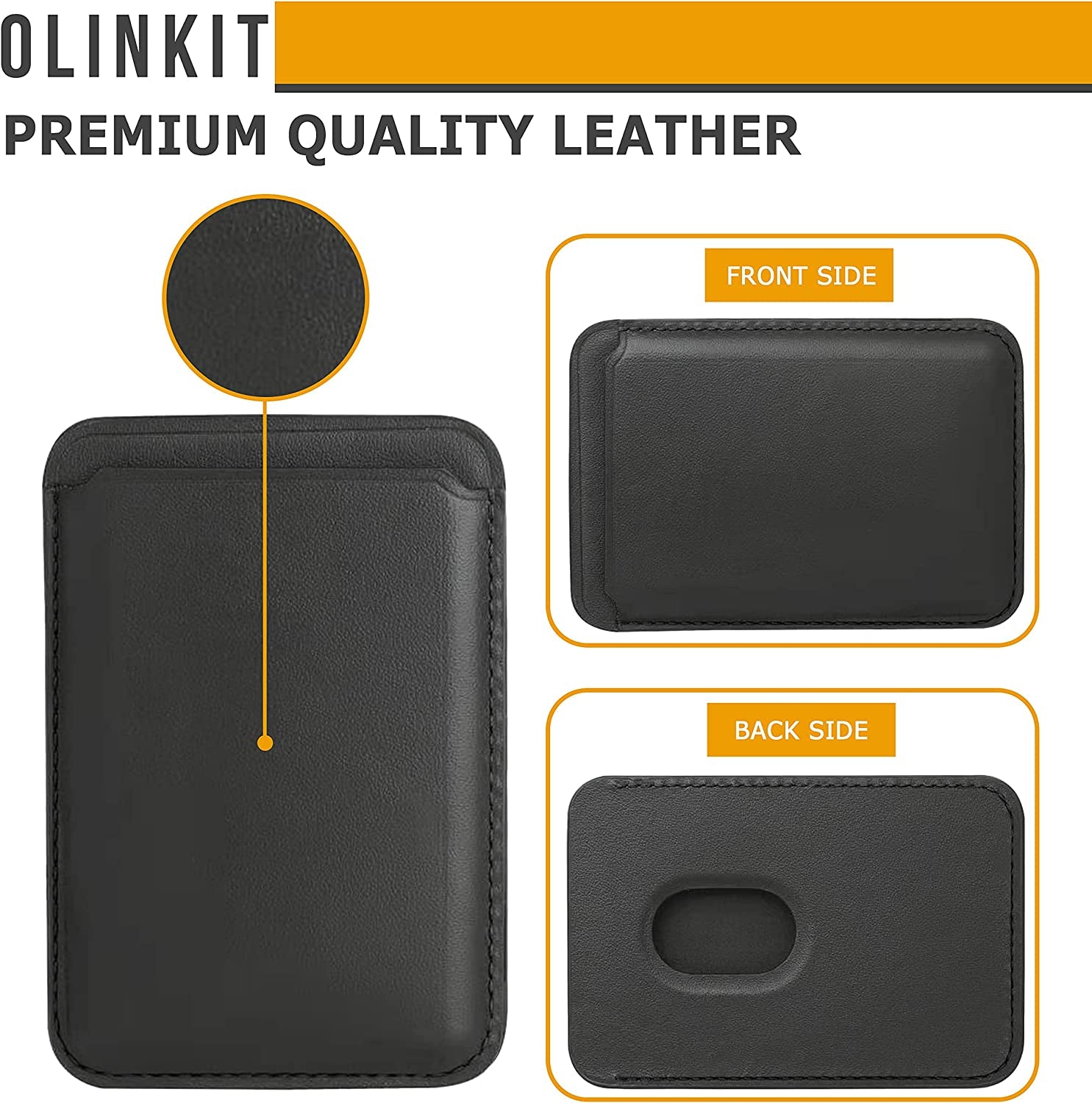 OLINKIT Iphone Magsafe Wallet - Magnetic Card Holder for Back of Phone - Mag Safe Wallet for Iphone 12 Mini Max Pro - Magnetic Wallet Iphone 12 - Magsafe Card Holder Black for Iphone Wallet  OLINKIT   