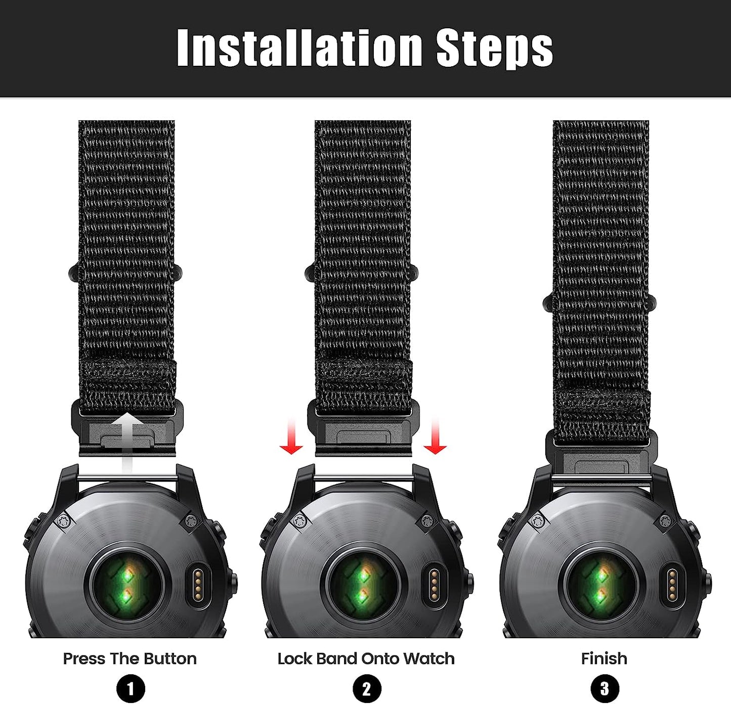 CUZOW Compatible with Garmin Fenix 7X/6X/6X Pro/5X/5X Plus, 26Mm Nylon Velcro Quick Easy Fit Watch Band Breathable Adjustable Strap Replacement for Garmin Descent MK1/D2 Delta PX/D2 Charlie  CUZOW   