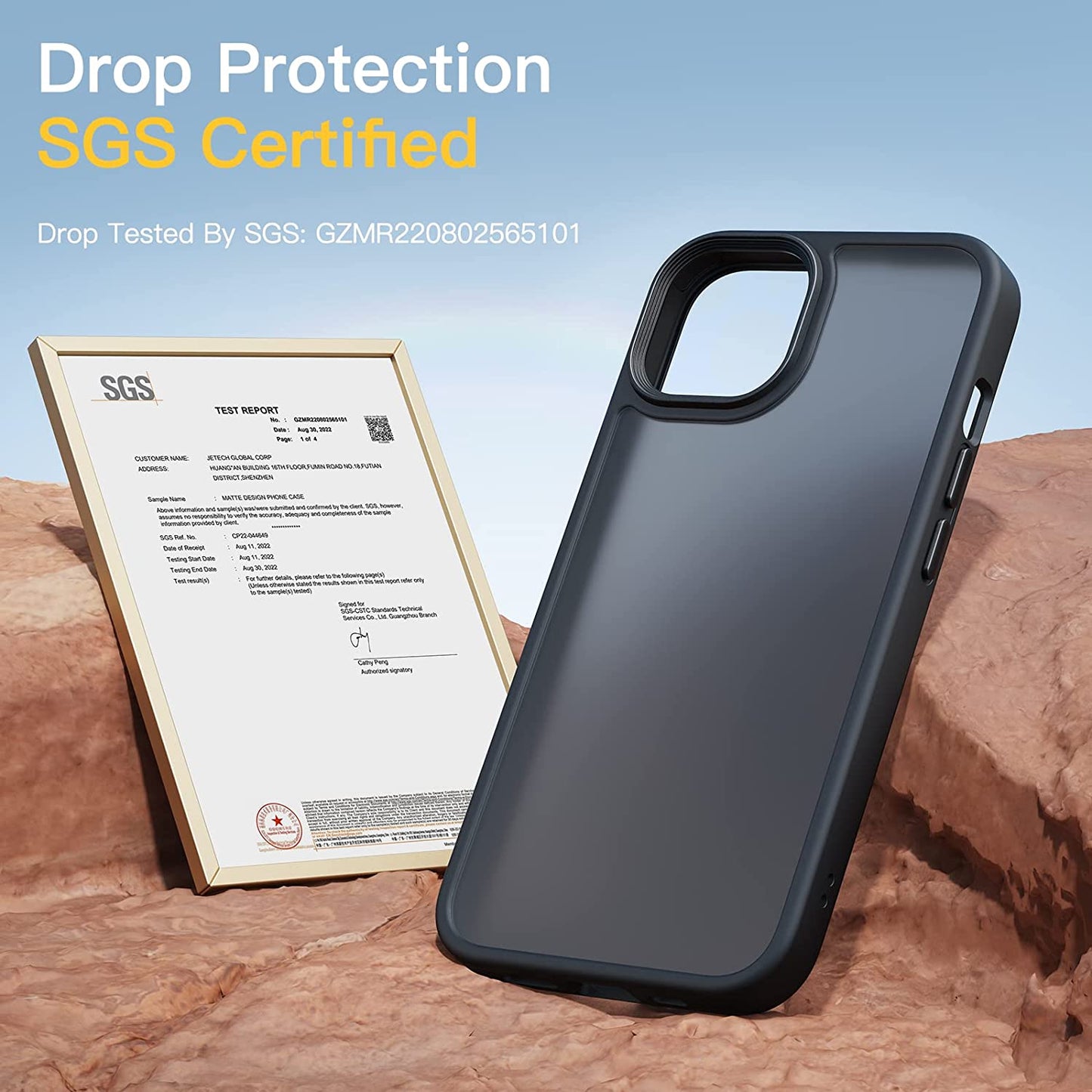 Jetech Matte Case for Iphone 14 6.1-Inch, Shockproof Military Grade Drop Protection, Frosted Translucent Back Phone Cover, Anti-Fingerprint (Black)  JETech   