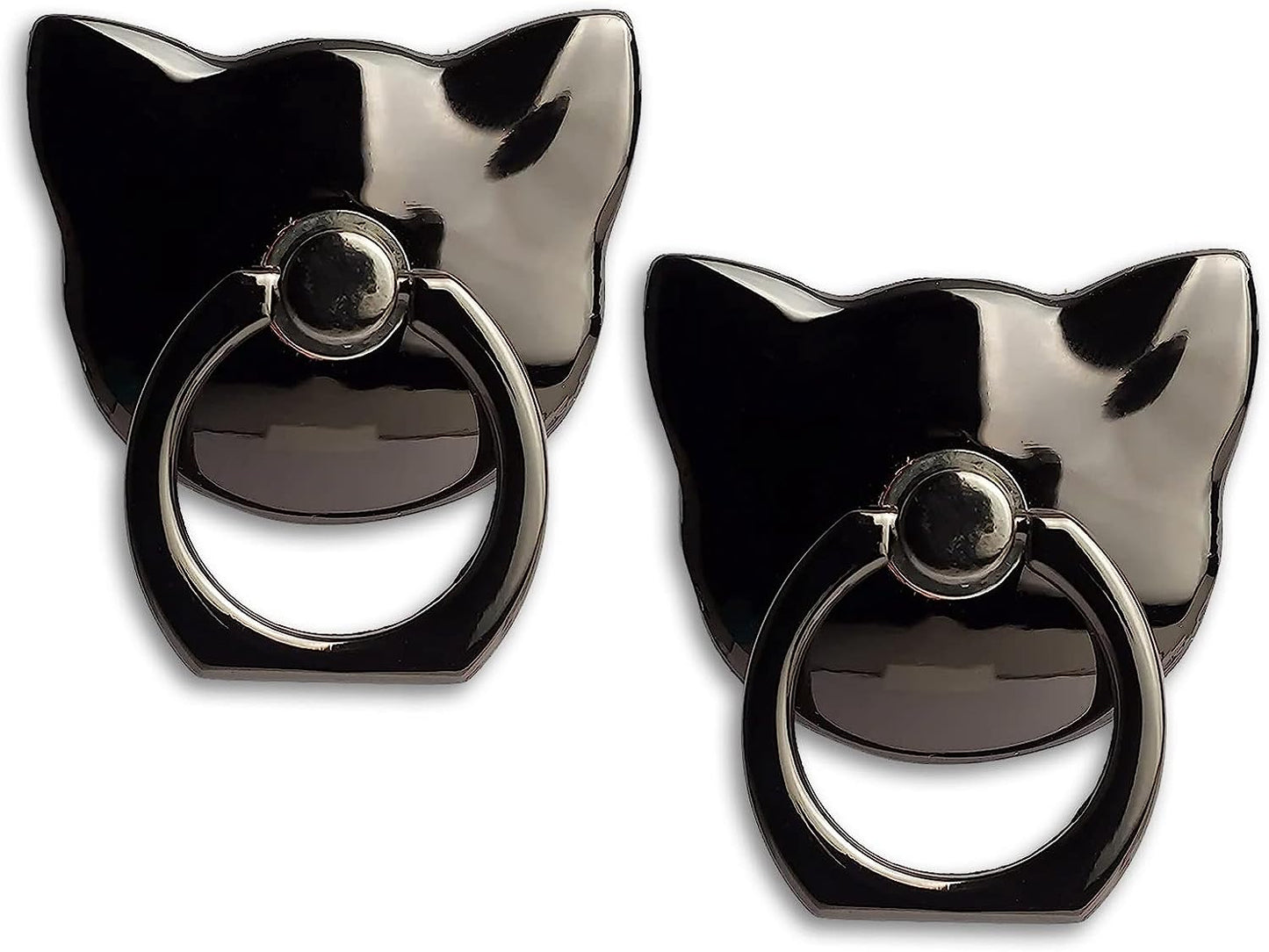 [2 Packs] Cat Glossy Cell Phone Ring Holder Stand, 360 Degree Rotation Finger Ring Kickstand with Polished Metal Phone Grip for Magnetic Car Mount, Smartphone Accessories  Wansurs   