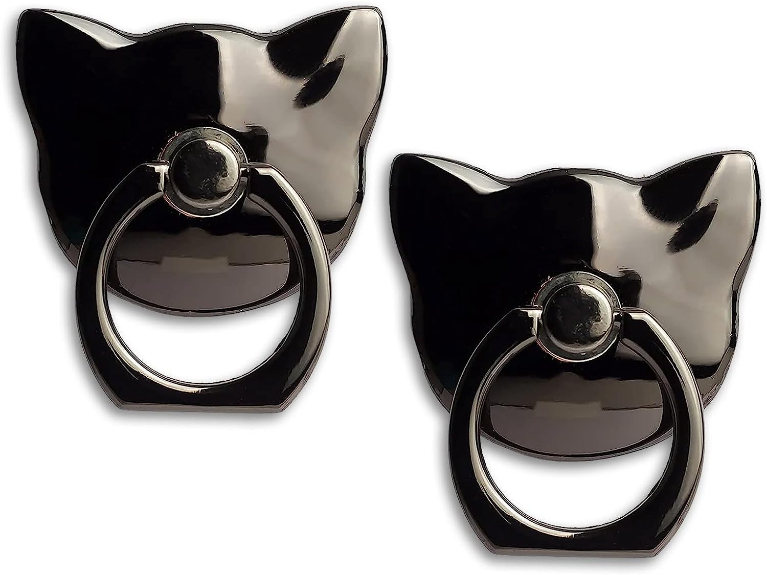 [2 Packs] Cat Glossy Cell Phone Ring Holder Stand, 360 Degree Rotation Finger Ring Kickstand with Polished Metal Phone Grip for Magnetic Car Mount, Smartphone Accessories  Wansurs   