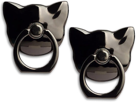 [2 Packs] Cat Glossy Cell Phone Ring Holder Stand, 360 Degree Rotation Finger Ring Kickstand with Polished Metal Phone Grip for Magnetic Car Mount, Smartphone Accessories  Wansurs   