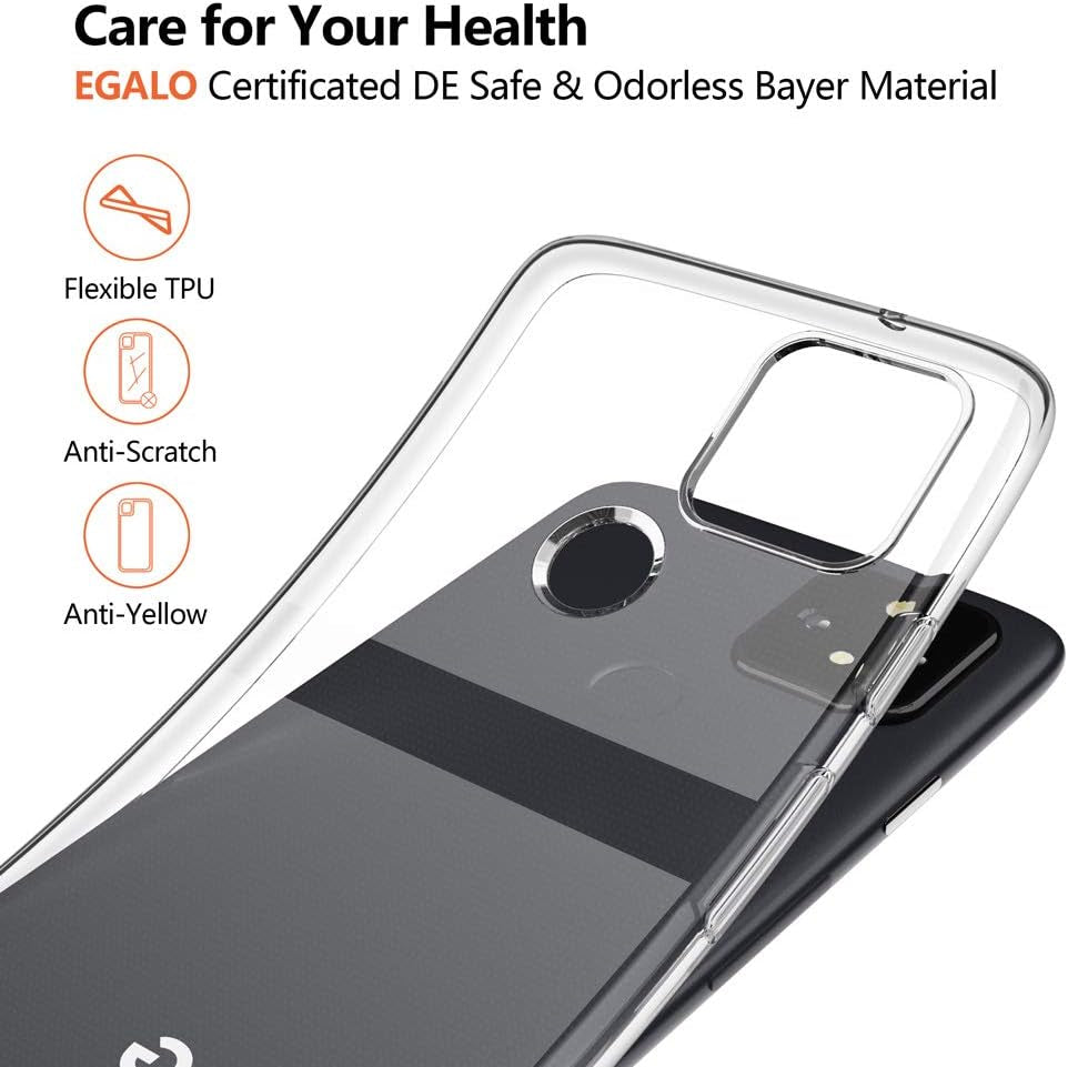 For Google Pixel 4A 5G Clear Case Slim Thin Silicone Soft Skin Phone Cases Flexible TPU Lightweight Gel Rubber Anti-Scratches Shock Absorption Protective Cases Cover for Pixel 4A 5G,Crystal Clear  EGALO   