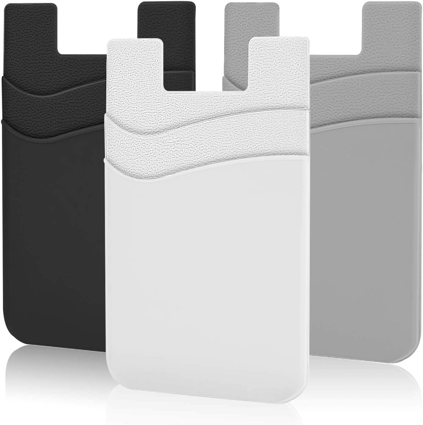 SHANSHUI Magnetic Wallet Compatible for Magsafe, Magnet Double Slots Phone Card Holder for Back of Phone Wallet Stick on Compatible for Iphone 14, Iphone 13, Iphone 12 Series & Magsafe Case  SHANSHUI Black,White,Grey-3pcs  