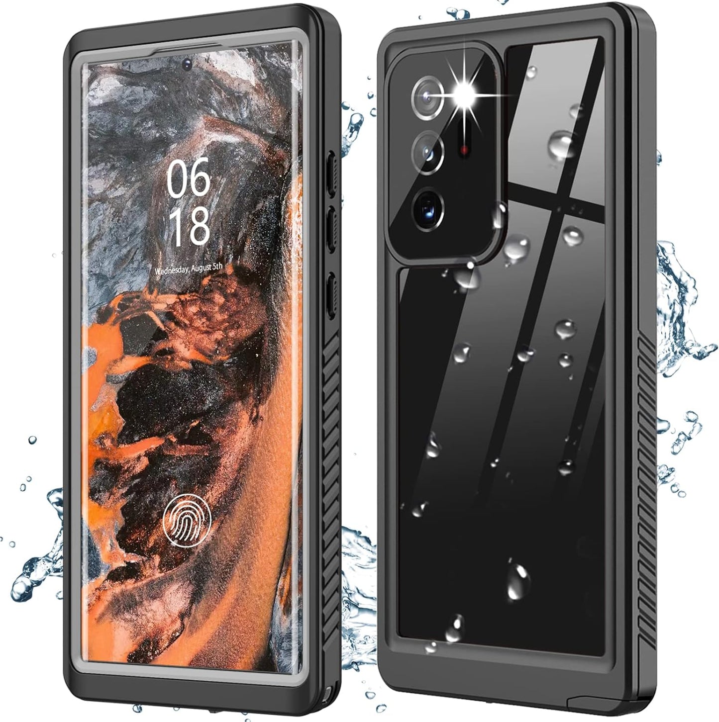 PAKUYA for Samsung Galaxy Note 20 Ultra Case Waterproof, Built in Screen Protector, Full-Body Protection Heavy Duty Shock-Proof Cover Waterproof Case for Galaxy Note 20 Ultra 6.9'' 5G(Black/Clear)  PAKUYA   