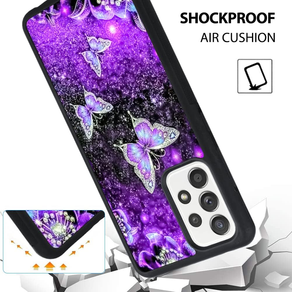 OOK Designs for Samsung Galaxy A53 Case Glitter Purple Butterfly Nebula Space Design Hard Pc+Soft TPU Bumper Anti-Slip Ultra Thin Cover Protective Shockproof Case for Galaxy A53  OOK   