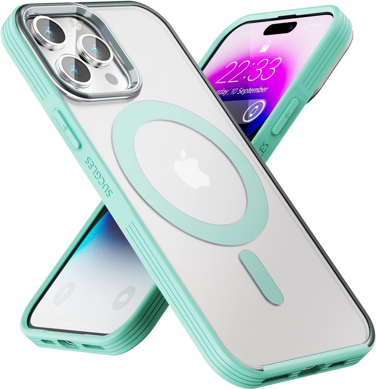[2023 New] for Iphone 14 Pro Case with Magsafe, [Strong Magnet] [Non-Yellowing] [Military Grade Protection] Magnetic Slim Fit Bumper Mag Safe Thin Phone Cover for (Apple 14Pro, Clear Blue)  Gotrays Gavin LLC Frosted Mint Green Iphone 14 Pro Case 