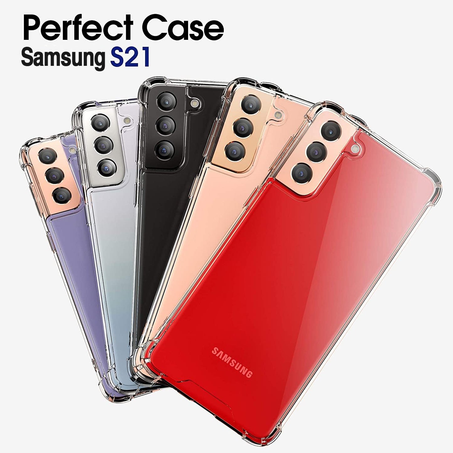 Galaxy S21 Case Crystal Clear Shockproof Bumper Protective Cell Phone Cover for Samsung Galaxy S21 5G Hybrid Design Hard PC Back with Flexible TPU Frame Slim Fit Skin for Men Women Boy Girl 4 Corners  KIOMY   